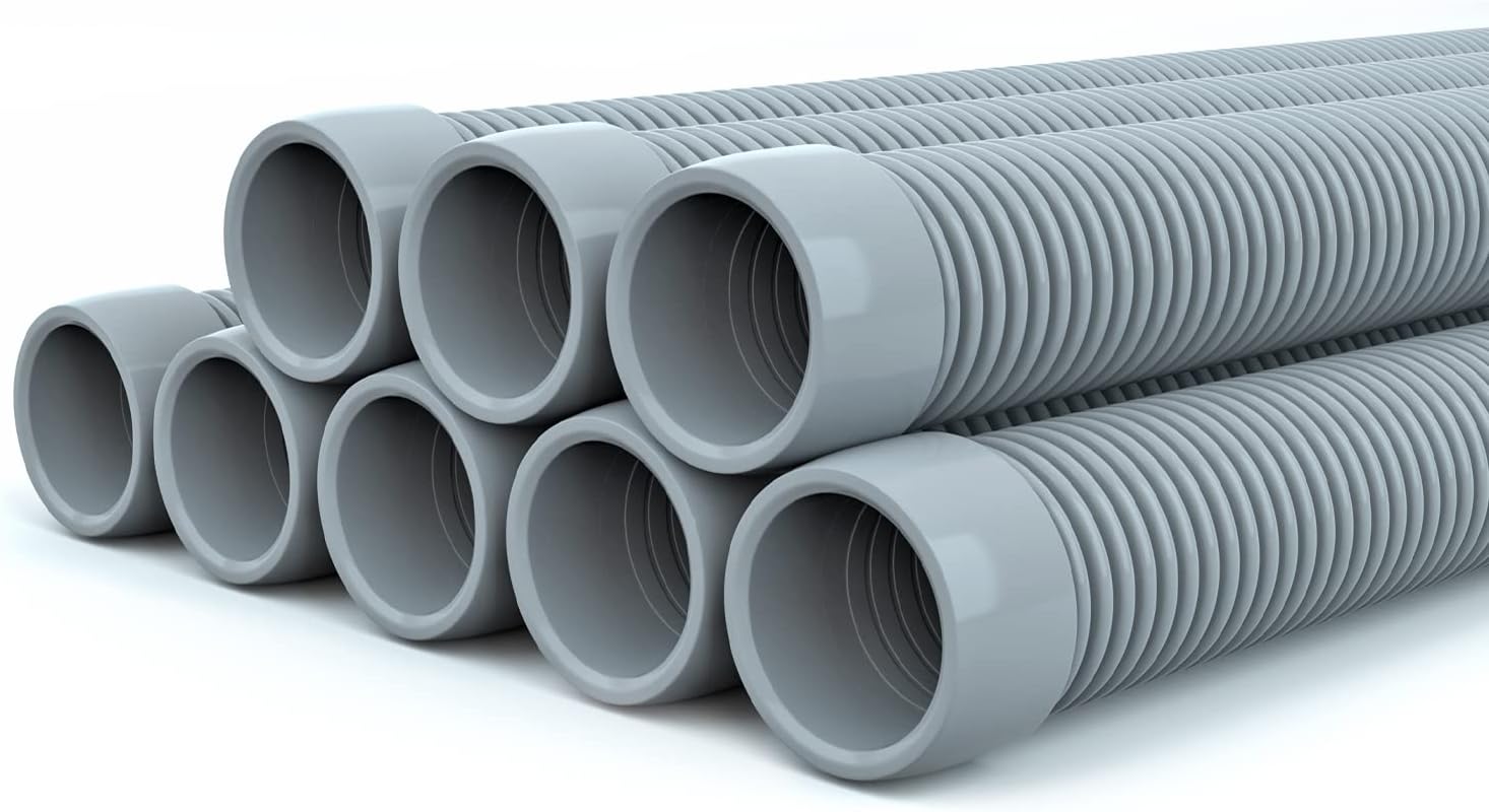 Poolvio Professional Swimming Pool Vacuum Cleaner Hose -1.5” 8 Piece Hoses for Pool Vacuum Extension/Replacement - Compatible with All Major Automatic Swimming Pool Cleaners