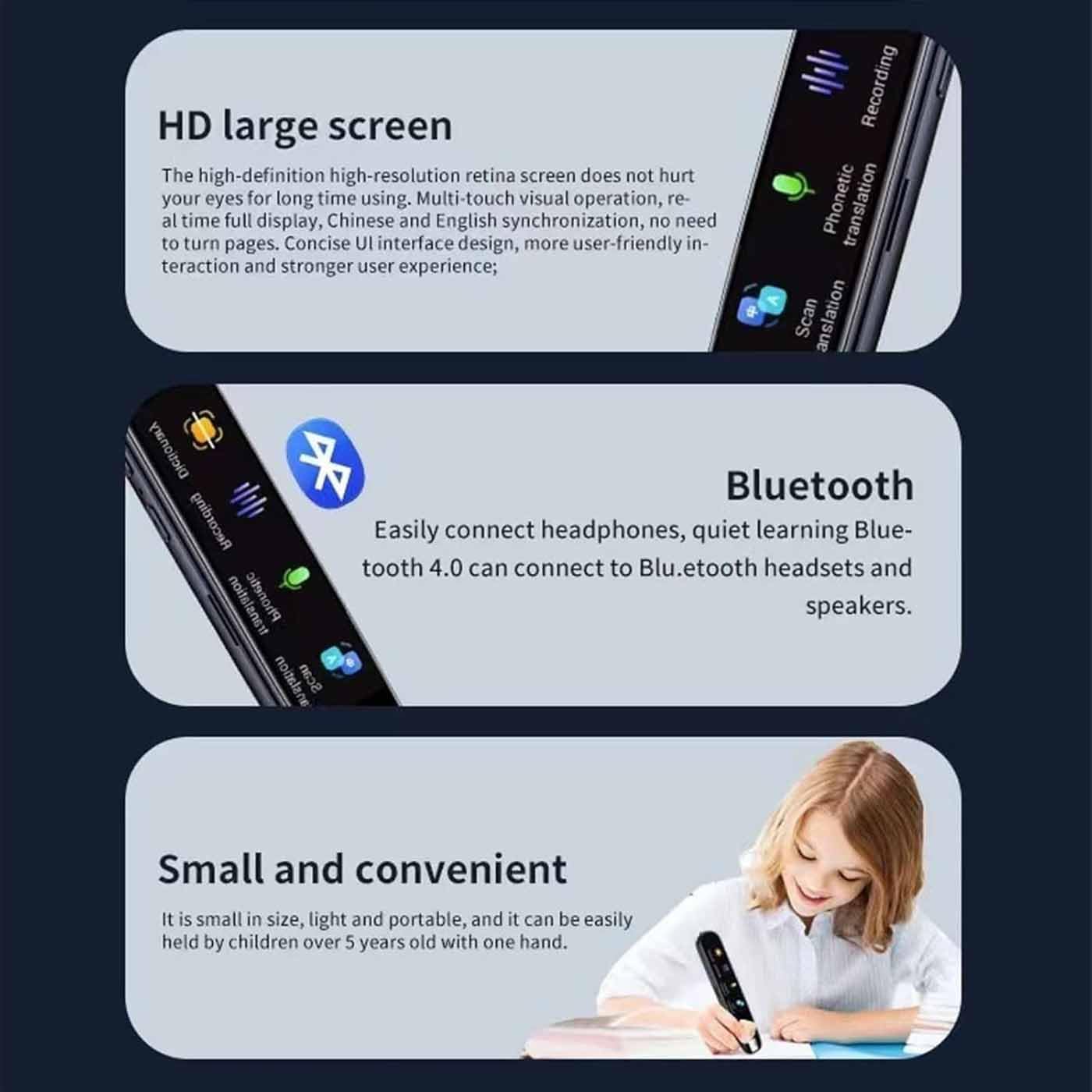 Scan Sense Pen,Scansense AI Smart Pen,Smart Language Scan Translator Pens,Multi-line Scanning Reading Pens,Real Time Reader Scanner for Dyslexia,Elderly,Students,Travelers