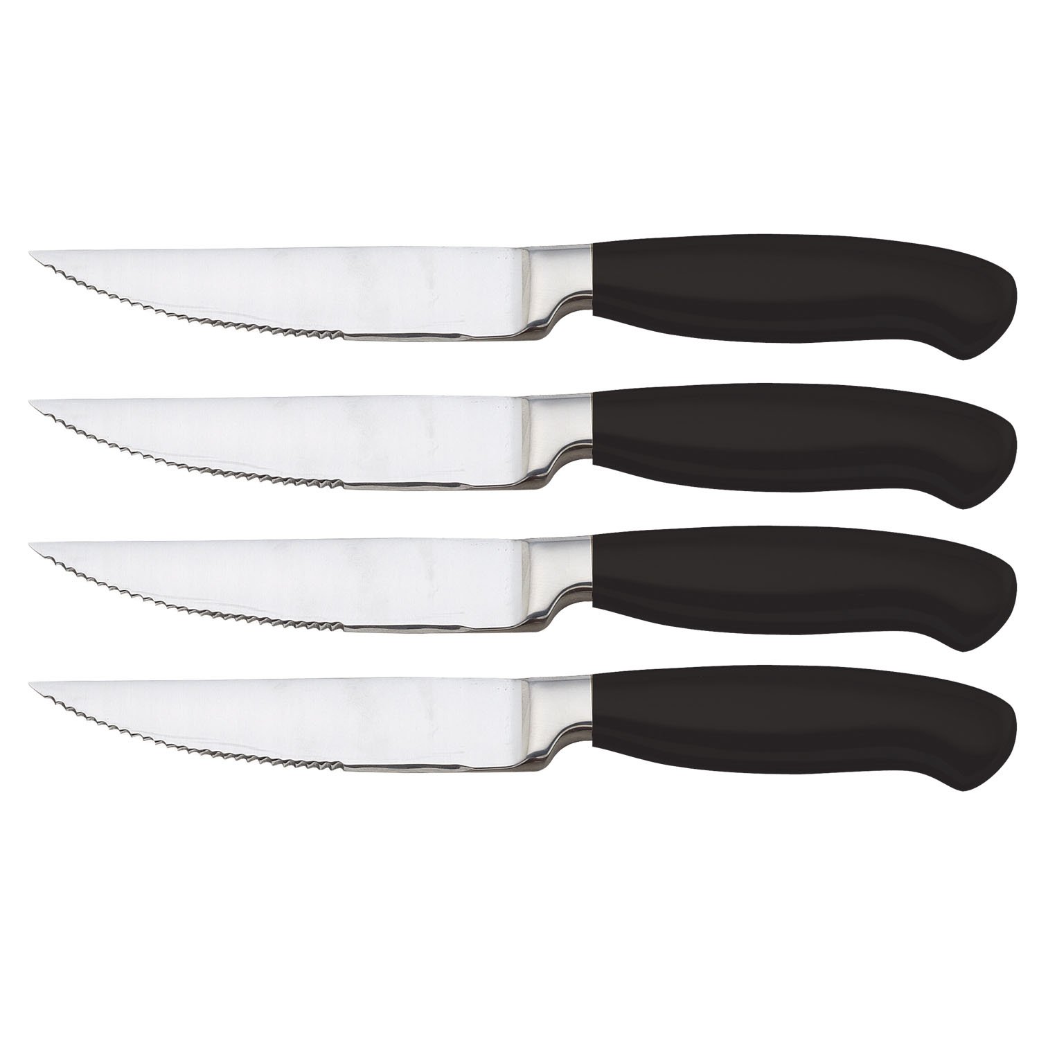 4 Piece Signature Argentum Soft Grip Steak Set, Metallic