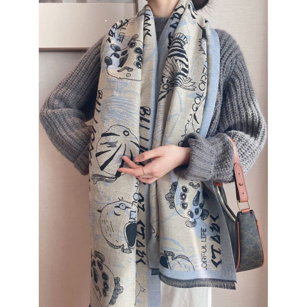 Sciarpe Imitazione Cashmere Sciarpa Invernale Uomini Donne Scarpe del collo caldo Ocean World Pattern Scialli involontaria Sciarpe da donna