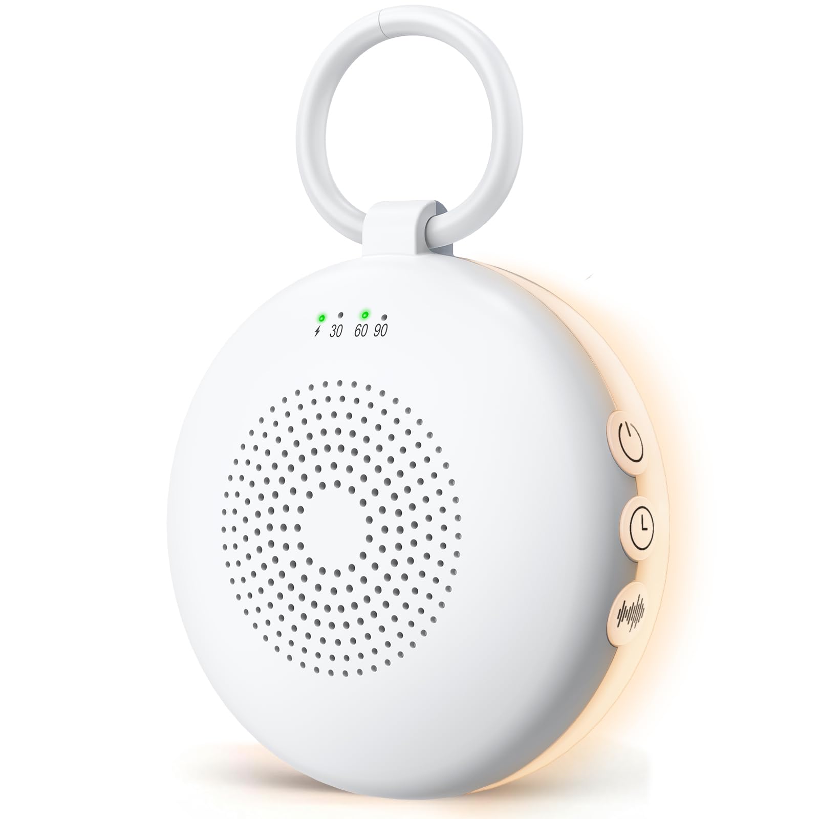 Machine à Bruit Blanc Portable avec 12 Sons Apaisants, Veilleuse et Fonction Mémoire, Appareil de Sommeil à Bruit Blanc avec Minuterie, Rechargeable, sans Fil, pour Bébé, Adulte, Méditation