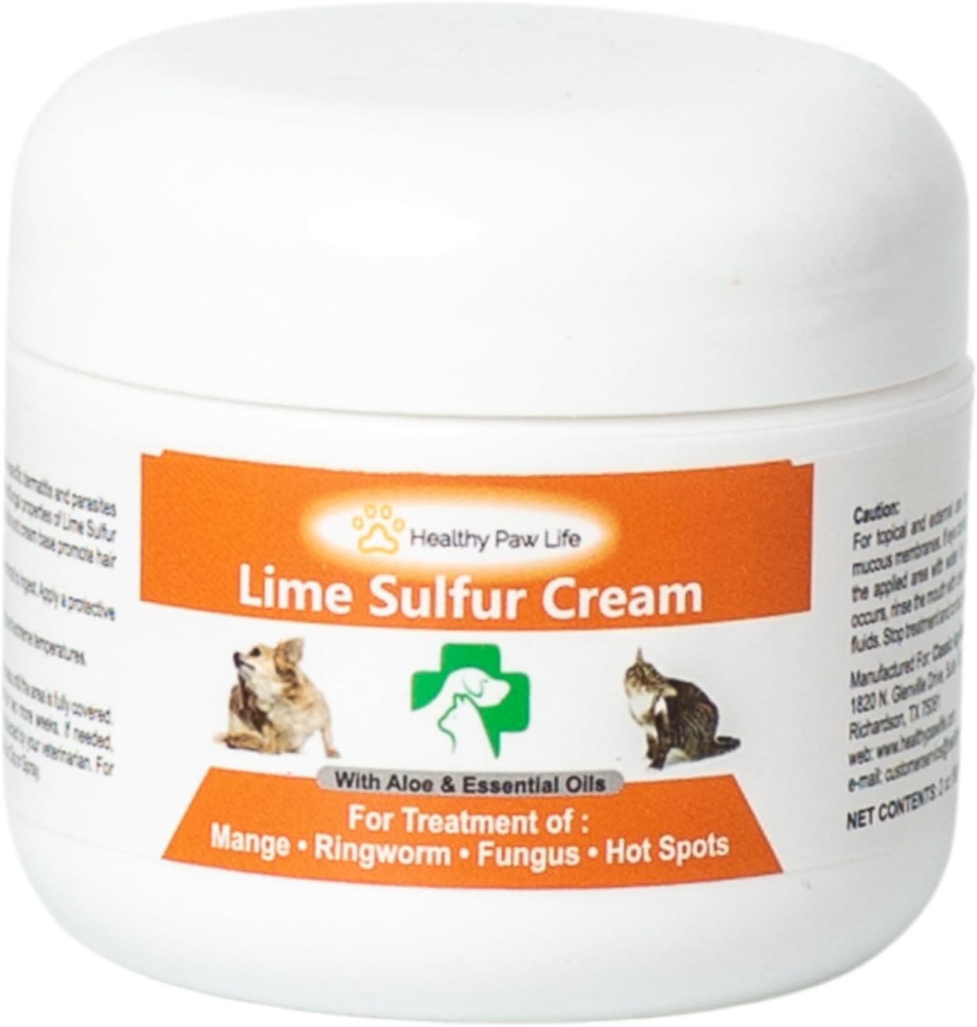 Healthy Paw Life Lime Sulfur Cream โ Fast-Acting Mange, Ringworm & Itch Relief for Dogs, Cats, Horses, Livestock | Soothes Hot Spots, Redness & Dermatitis | Gentle, Safe, and Effective (2 oz)