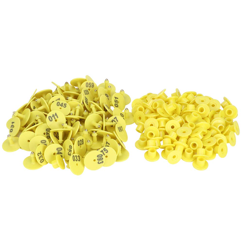 100PCS Cattle Ear Tags, Plastic Livestock Animal Ear Tag Livestock Tags Tagger, Large Plastic for Sheep, Goats