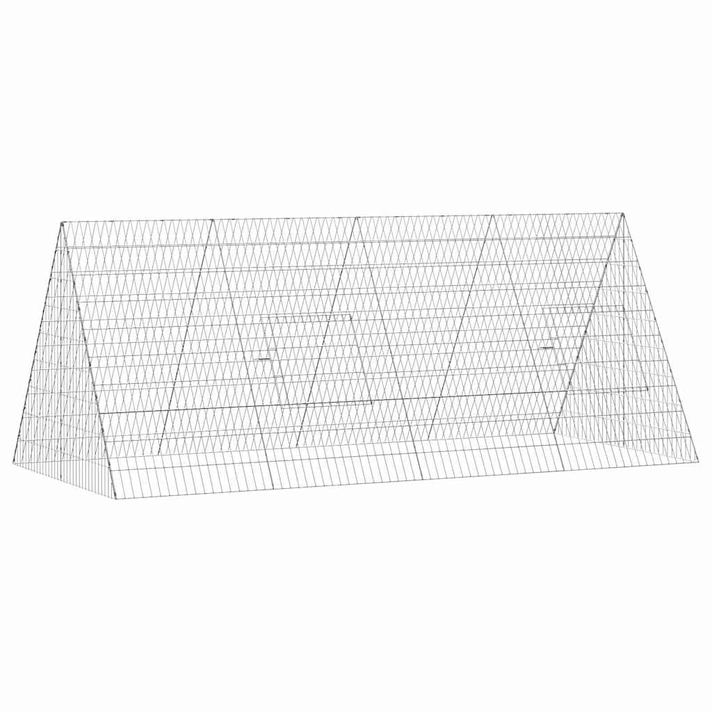 Jaula para pollos plateada, 215 x 100 x 85 cm, de acero galvanizado, resistente recinto para pollos y aves de corral en el jardín, estable para pequeños animales para exteriores y terrazas