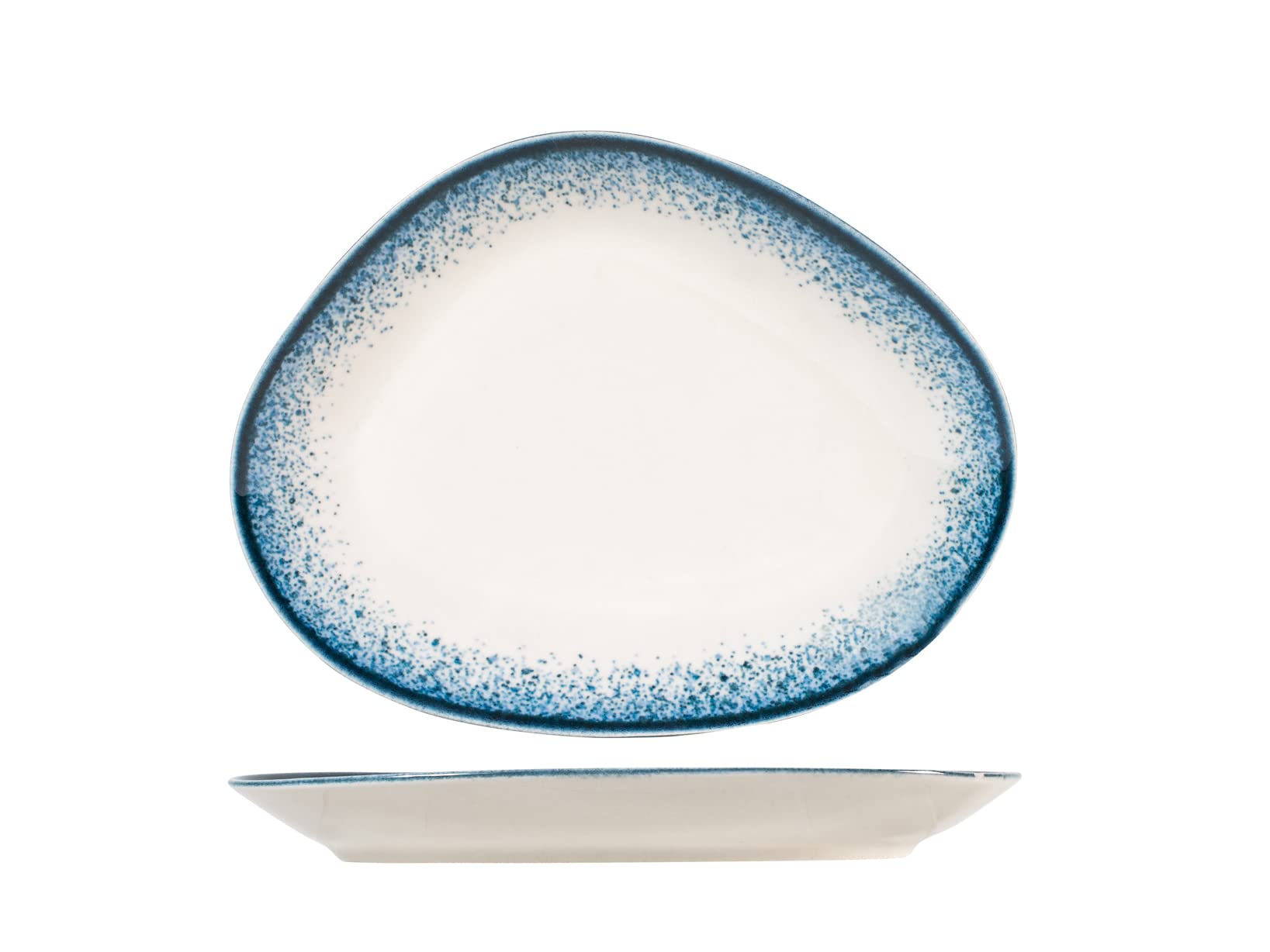 H&H Jupiter Oval Porcelain Plate, 30 cm, Modern Design, Elegant for Serving Dishes, Blue Shades