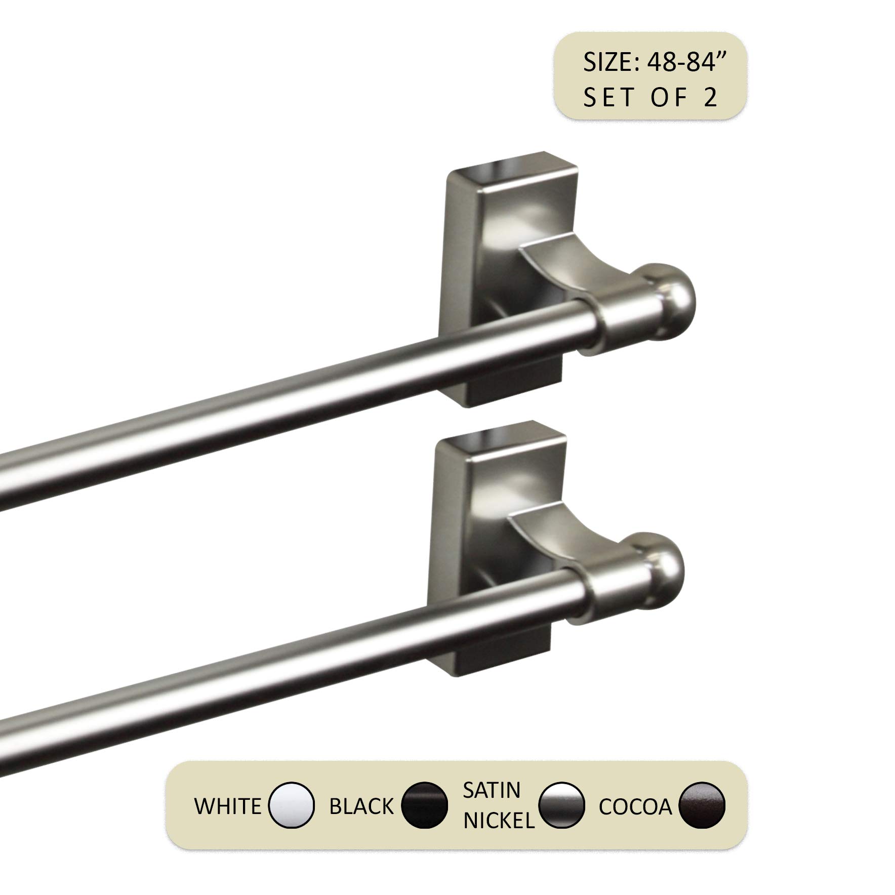 Rod Desyne 7/16 in Magnetic Rod (Set of 2), 48-84 inch, Satin Nickel