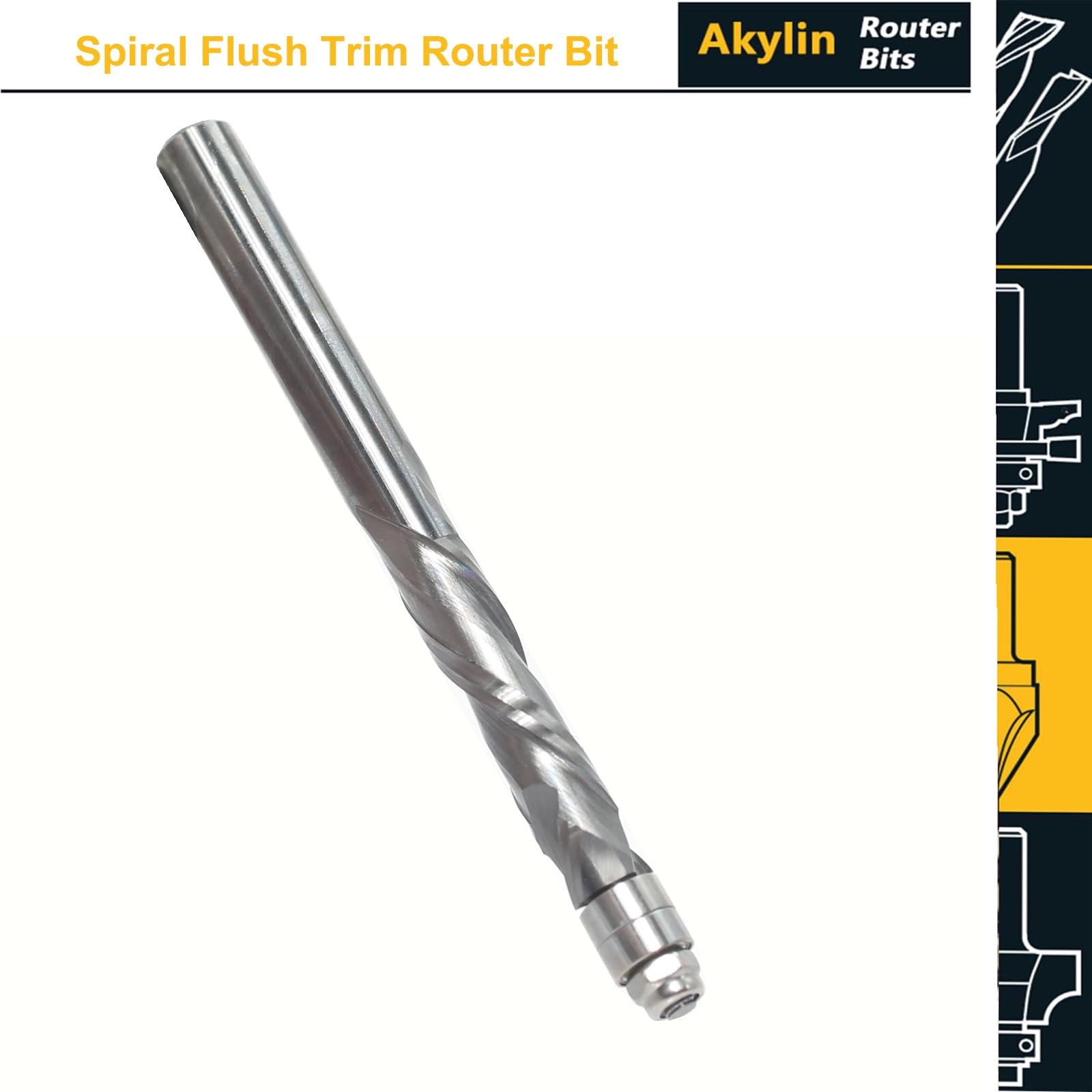 Punte per fresatrice a spirale con gambo da 1/4", taglio alto, 1/4 x 1/4 x 1-1/8 x 7,6 cm