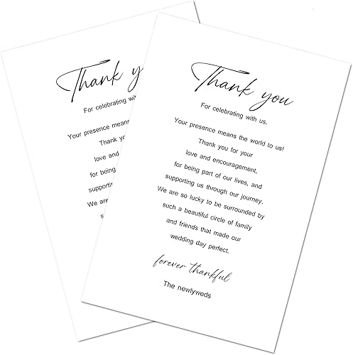 RokAPary Tarjetas minimalistas modernas de agradecimiento para boda, tarjetas de ajuste de lugar, para despedida de soltera, reunión, recepción,