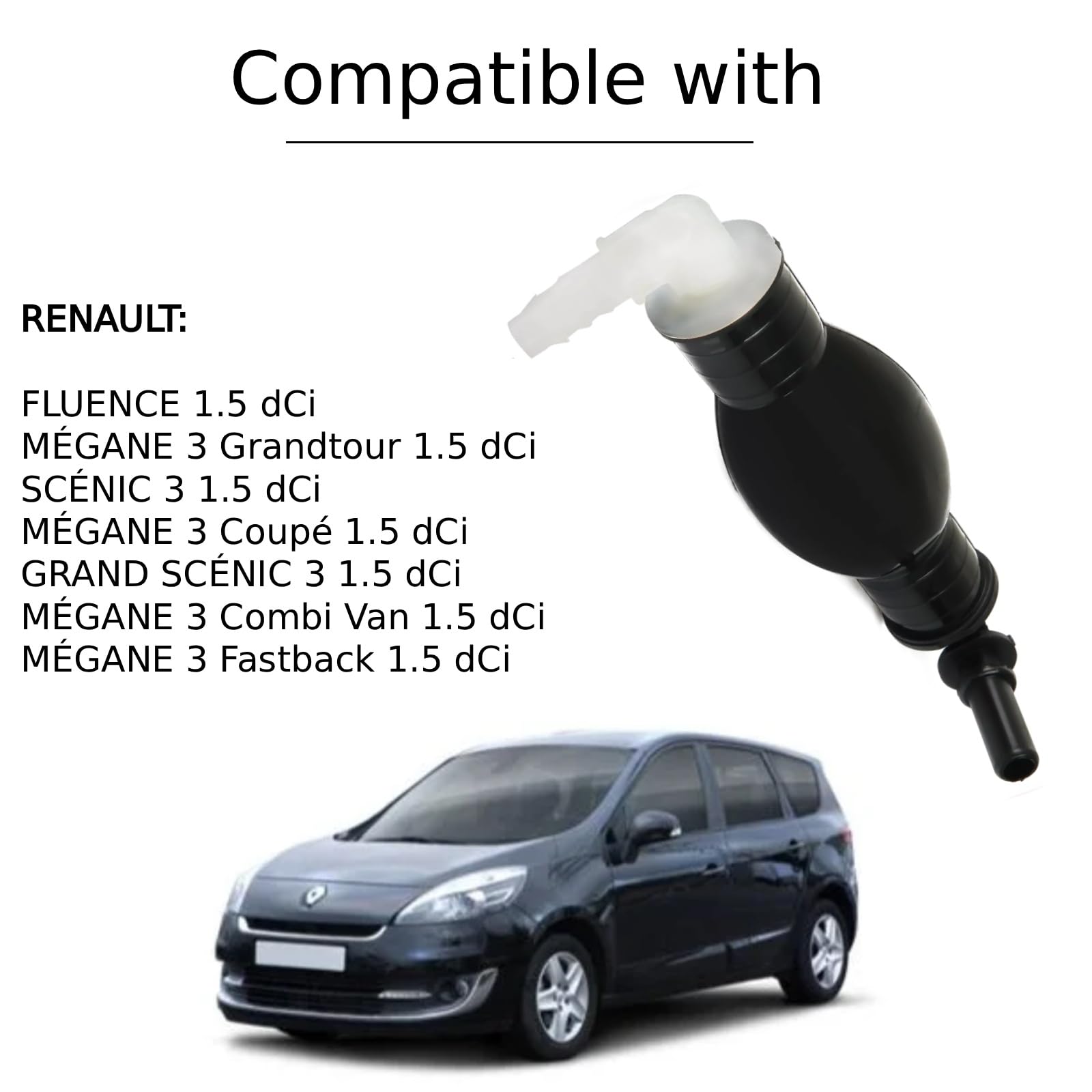 Twowinds - Pompa Gasolio 164460011R Compatibile con Renault Grand Scénic 3, Mégane 3, Scénic 3, Fluence - Motori 1,5 dCi - Pompa Estrazione Carburante - Pompetta per Travasare - Pompetta Gasolio
