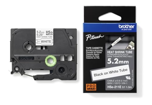 Brother HSE-211E Heat Shrink Tubes Black On White 5.2Mm X 1.5M For Bro - 3