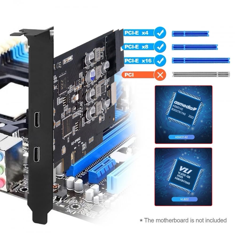 CY Karta typu E USB 3.1 gniazdo na panelu przednim i USB3.0 19-pinowy/20-pinowy i podwójny adapter karty USB-C na PCI-E Express ASM3142 VL822