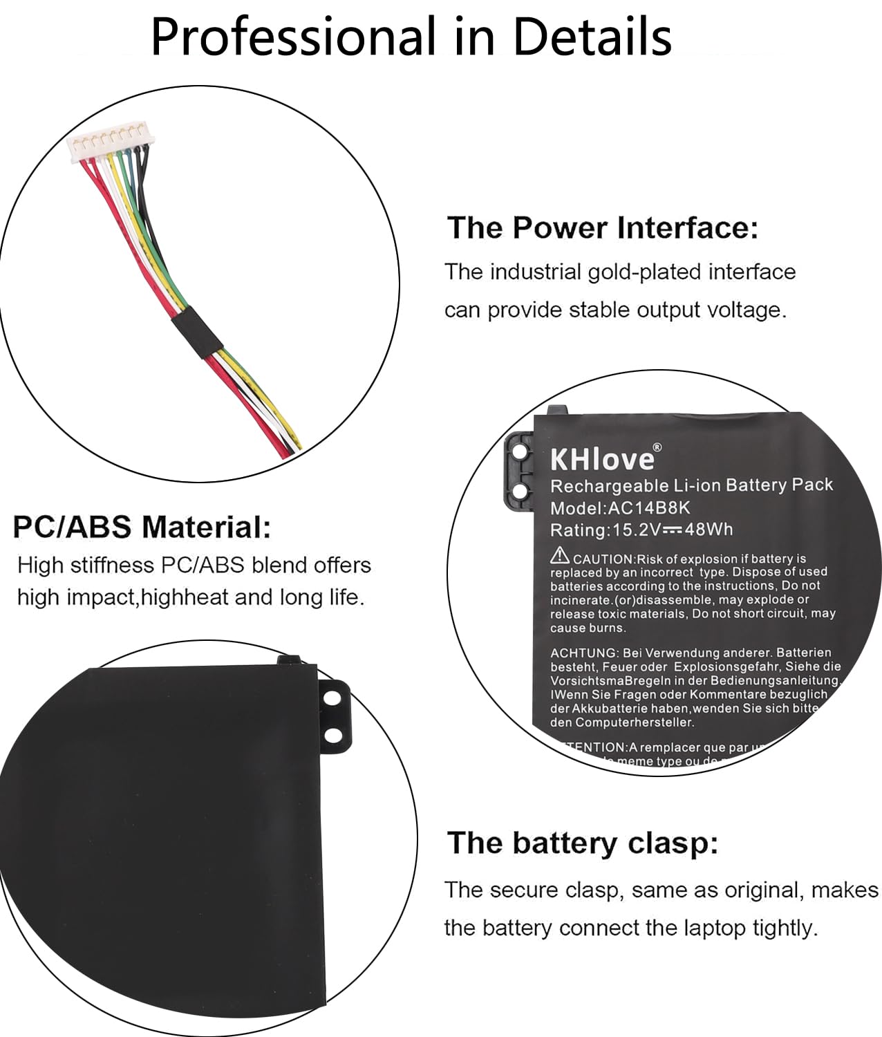 AC14B8K 4ICP5/57/80 - Batteria per PC portatile Acer Aspire R11 R3-131T R5-471T R7-372T R7-371T R5-571T E5-721 E5-731 E5-771G E5-731G ES1-5721-5721G ES1-7. 11 ES1-711G A515-51G A515-52G