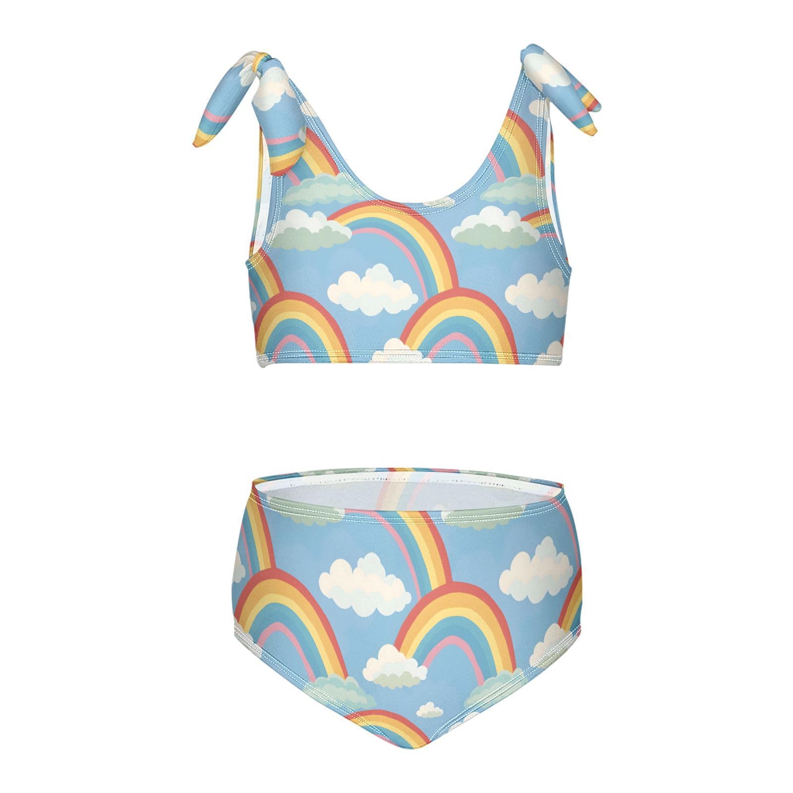 Rainbow Girls Two Piece Tankini Swimsuits Summer Bathing Suit Beach Swimwear Set, 11-12T