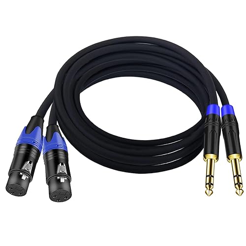 Seefeful Cable de micrófono XLR hembra a conector mono TS de 14 de pulgada (0.250 in), desequilibrado 3 pines XLR hembra a cuarto de pulgada TS Plug