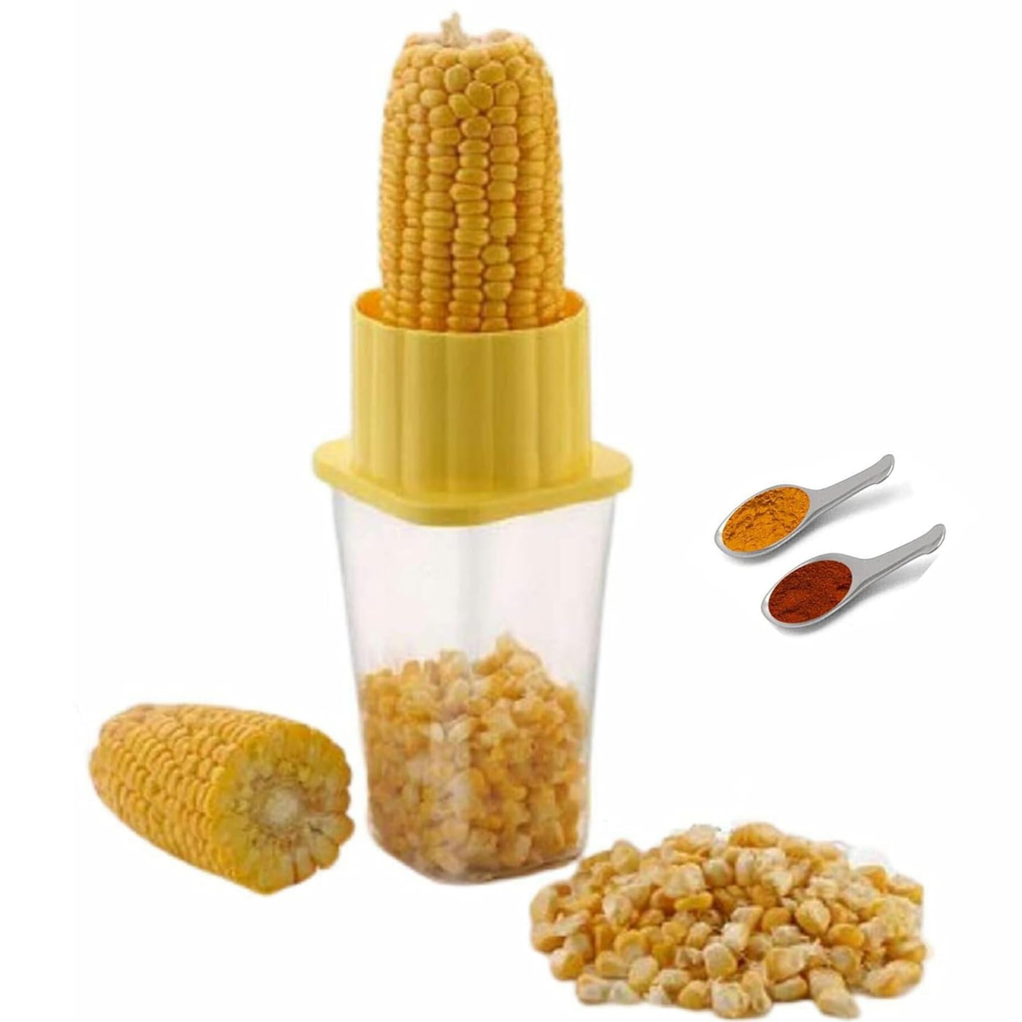 ScentRose zalak Corn Peeler with 2 Masala Spoons Corn Stripper Corn Cutter Machine with Container Corn Seeds Remover Plastic and Stainless Steel Blade | Exclusive ABS(Multi Color) | Made in India (B098S17DWD) Amazon Price History, Amazon Price Tracker