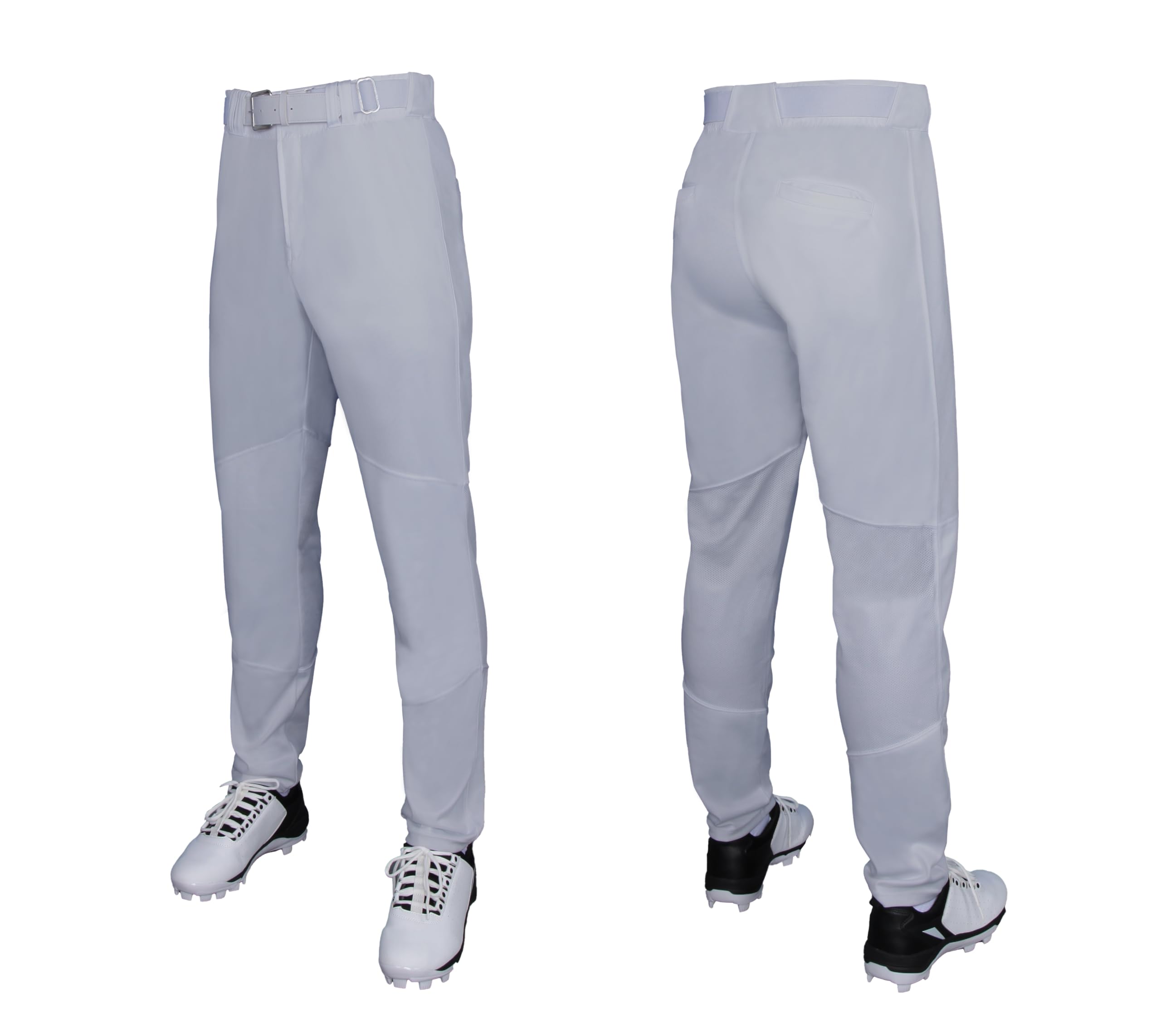Men's Full Length Baseball Pants for Adult, Premium Straight Leg Semi-Relaxed Fit, Classic Standard Adult Size Full Length Men's Baseball Pants in Grey 3X-Large