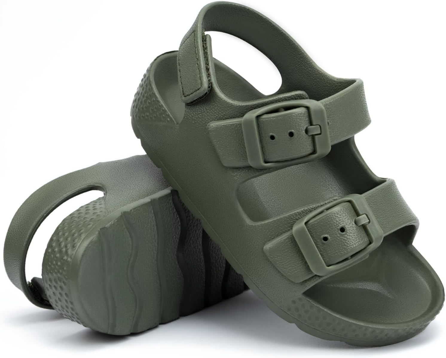 ChayChax Toddler Boys Girls Double Buckle Sandals Children's Adjustable Back Strap Water Sandal 5 Toddler Army Green image 3 of 5 B0FD79SDQP