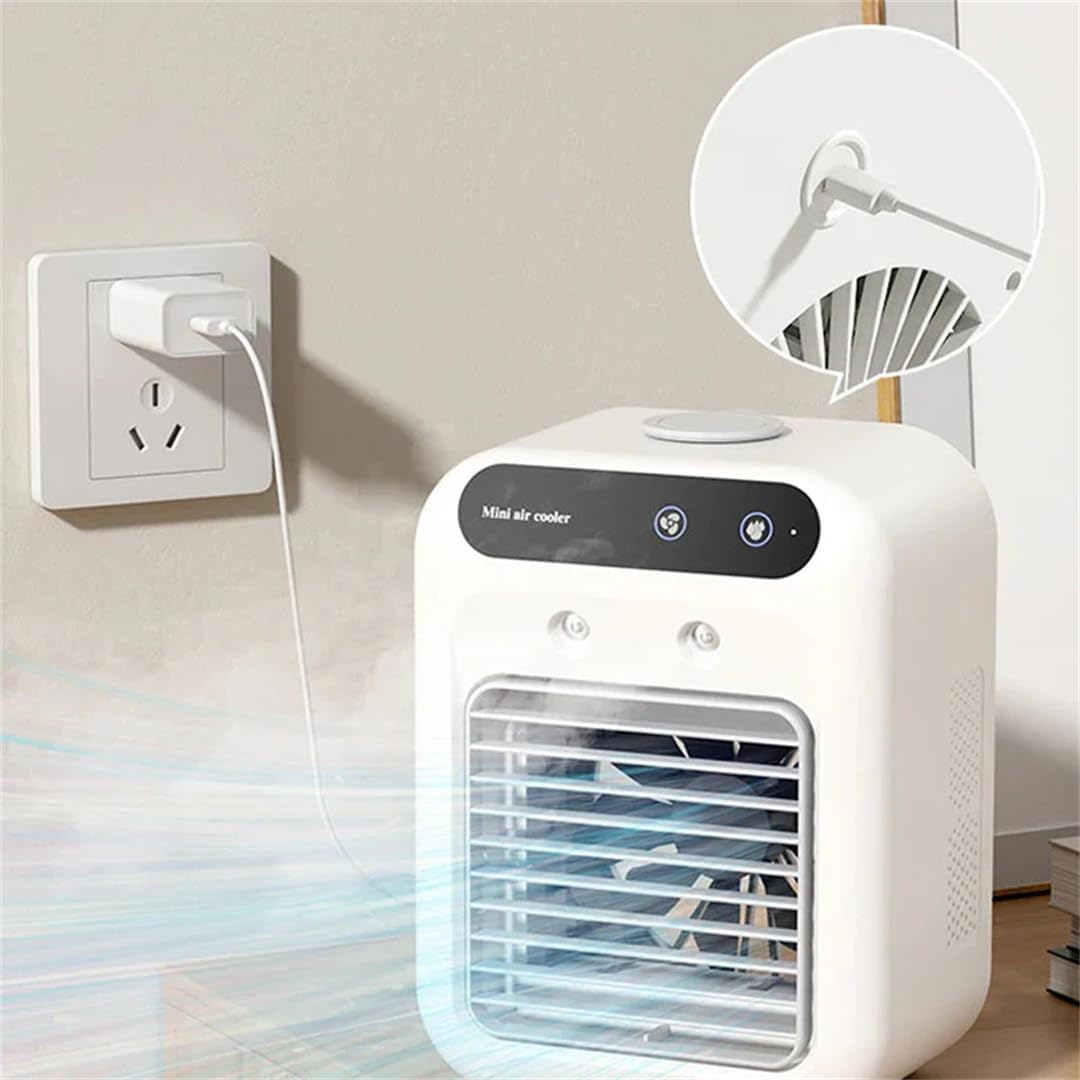 Climatiseur Portable Zensairex, Petit Climatiseur Portable, Mini Climatiseusr, Humidificateur À Brumisation, Inclinaison Réglable À 15°, Grande Maison Et La Chambre, Rechargeable Sur Secteur (a)