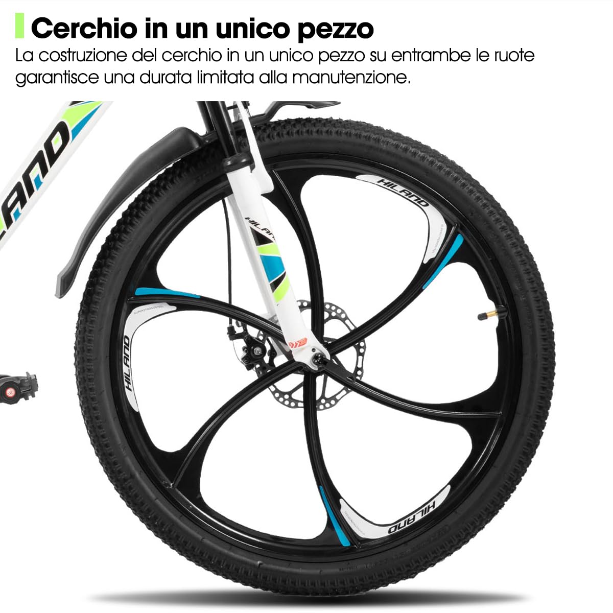 Hiland Mountain bike per adulti da 26 pollici, freni a disco anteriori e posteriori, 3/6 raggi, 18 velocità, unisex, forcella ammortizzata, telaio in alluminio leggero