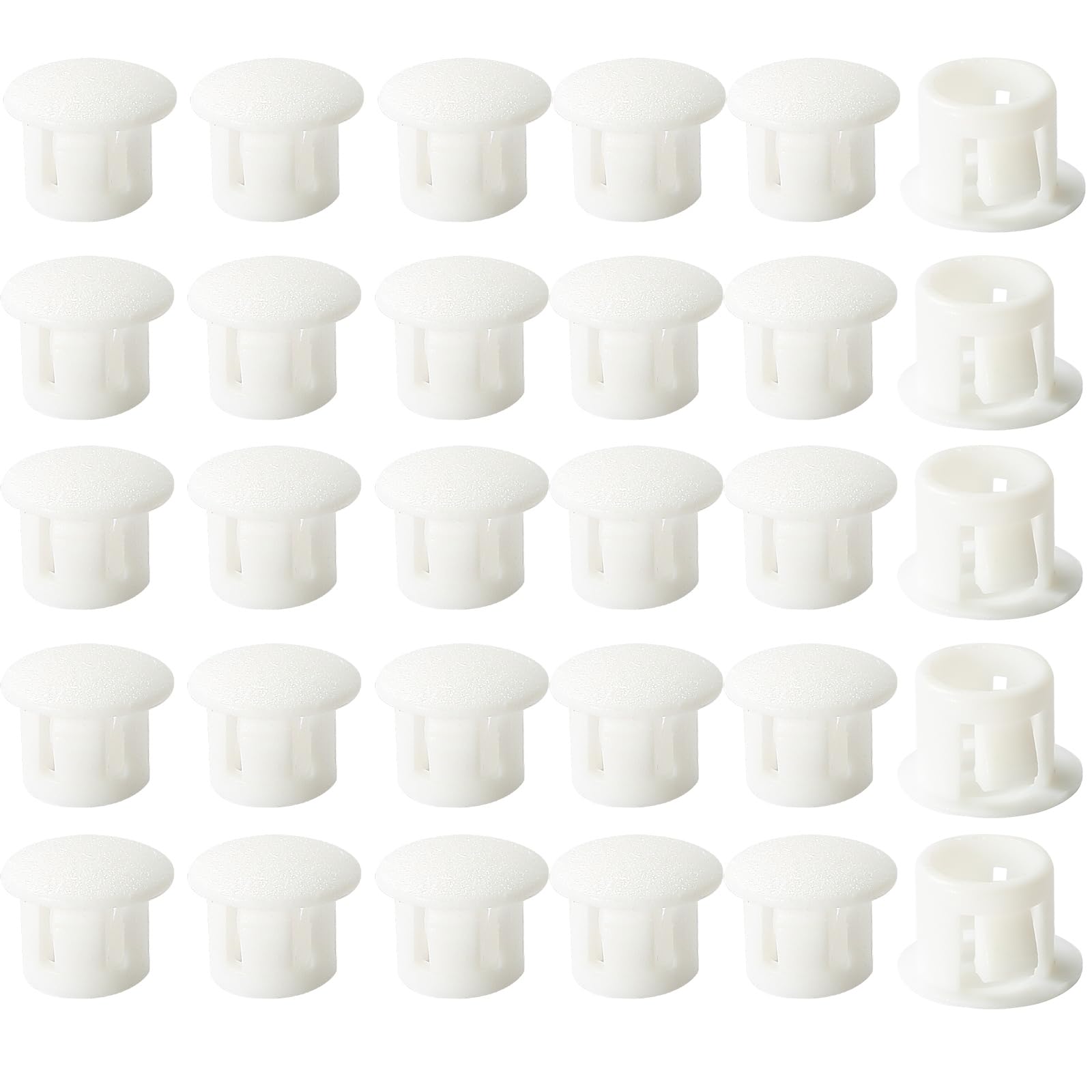 Masendelk 30pcs Plastic Hole Plugs, Snap in Locking Hole Tube Circular Locking Fastener Cover, Insert End Caps for Furniture Fencing Post Pipe - 8mm,