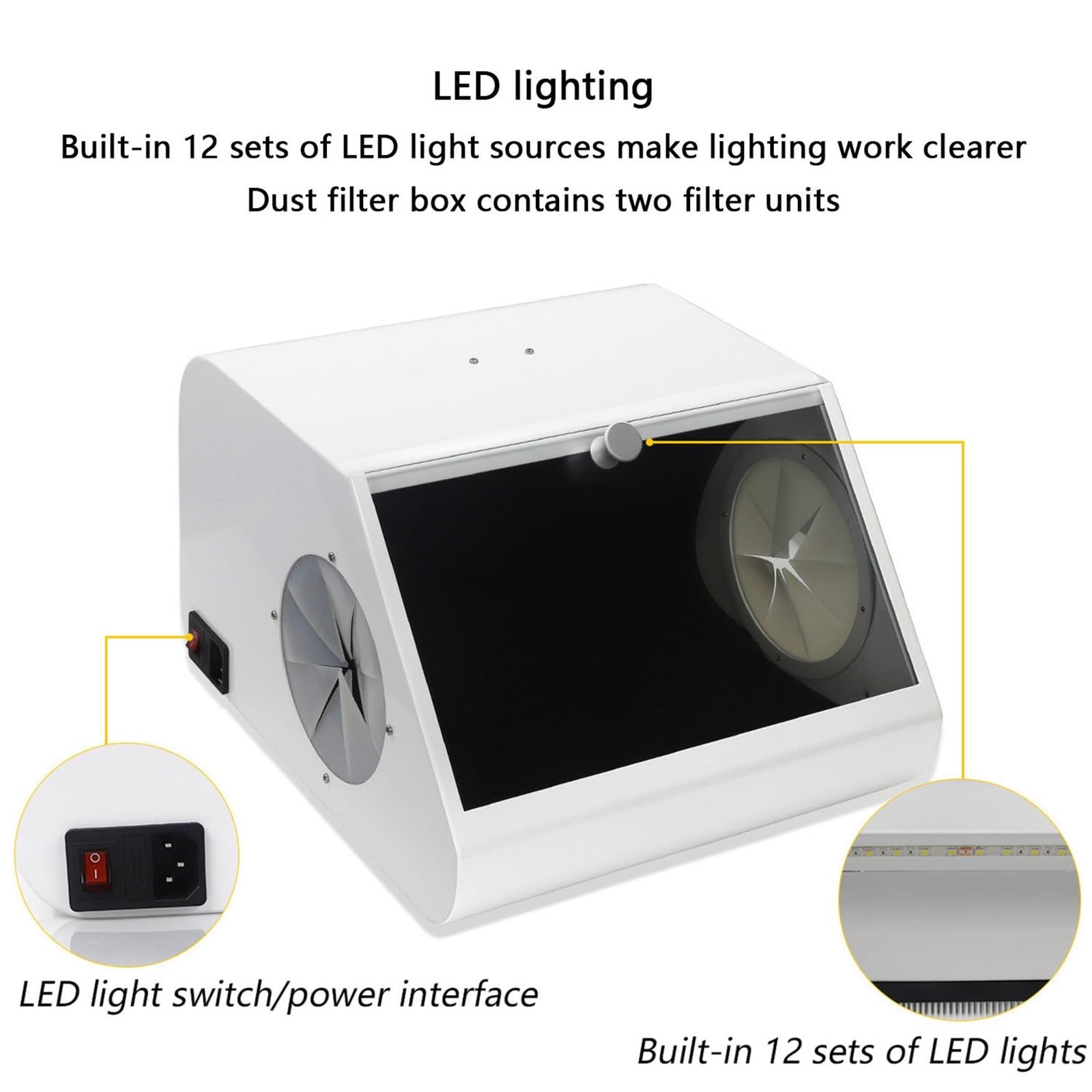 110 V-220 V Labor-Sandstrahl-Staubsammler, professioneller Dental-Staubsammler, Doppel-Saugsystem mit 5500 K Helligkeit, geeignet zum Aufsaugen von Sandstrahlstaub