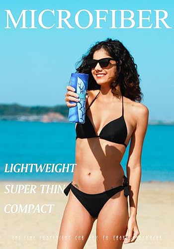 Miniatura 9 de Paquete de 4 toallas de playa ligeras y delgadas de microfibra, sin arena, de secado rápido, súper absorbentes, toallas grandes para piscina, yoga,