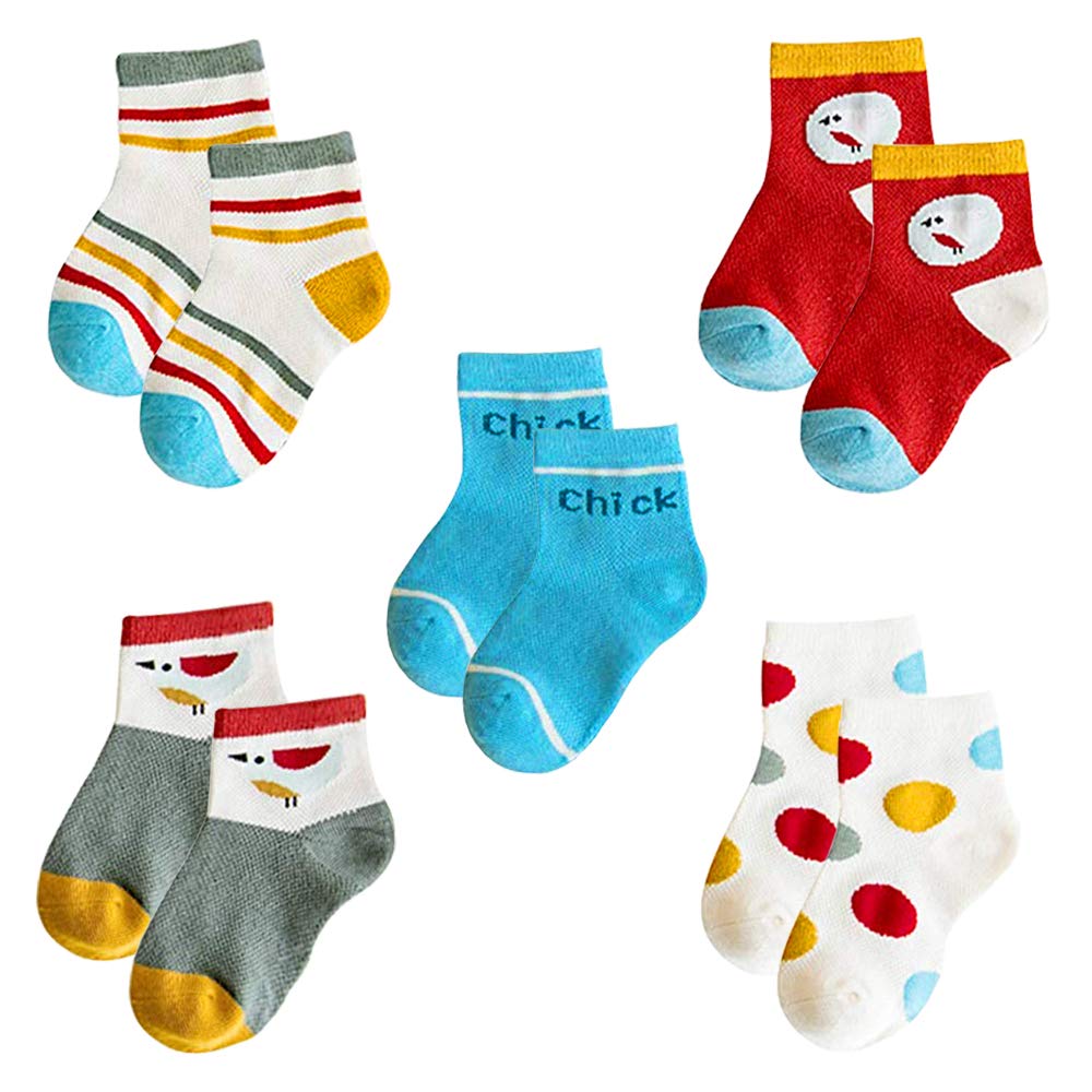 KIDDY STAR Cotton Multicolour Ankle Length Socks for Baby Boys and Baby Girls, Pack of 5 Pairs
