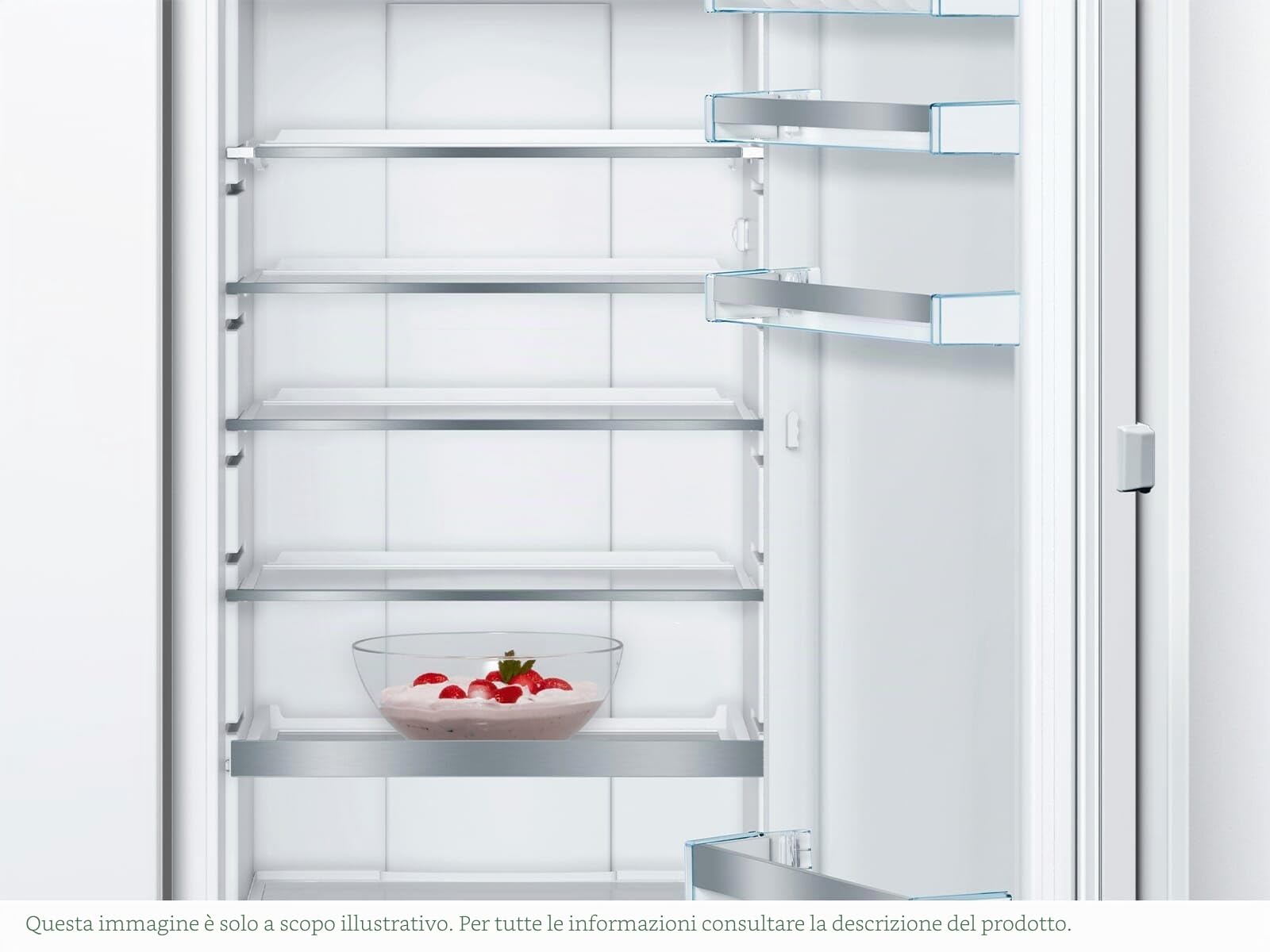Bosch KIF82PFE0, serie 8, frigorifero da incasso con congelatore, nicchia 177,5 x 56 cm, raffreddamento da 254 l + congelatore da 15 l, prodotto in Germania, 3 volte più a lungo, ripiani in vetro di