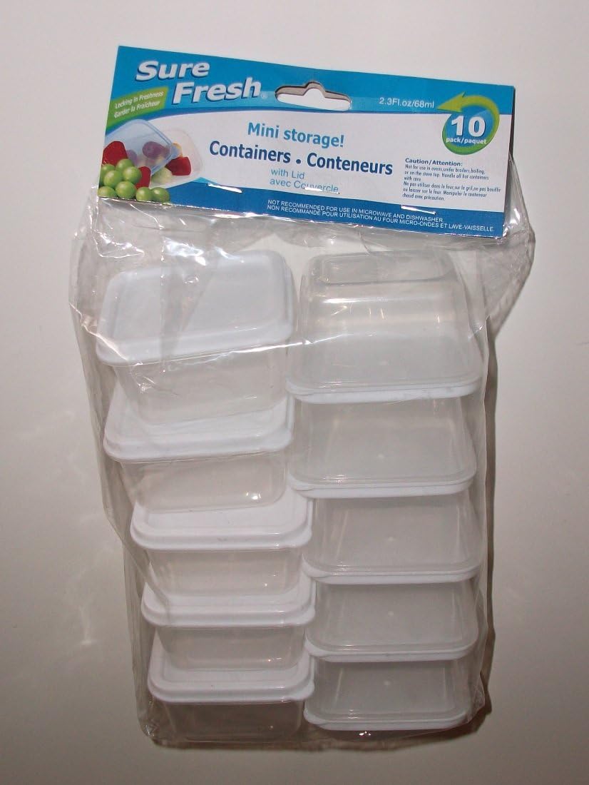 Sure Fresh mini storage container with lid, 2.3 Fl Oz square, 10