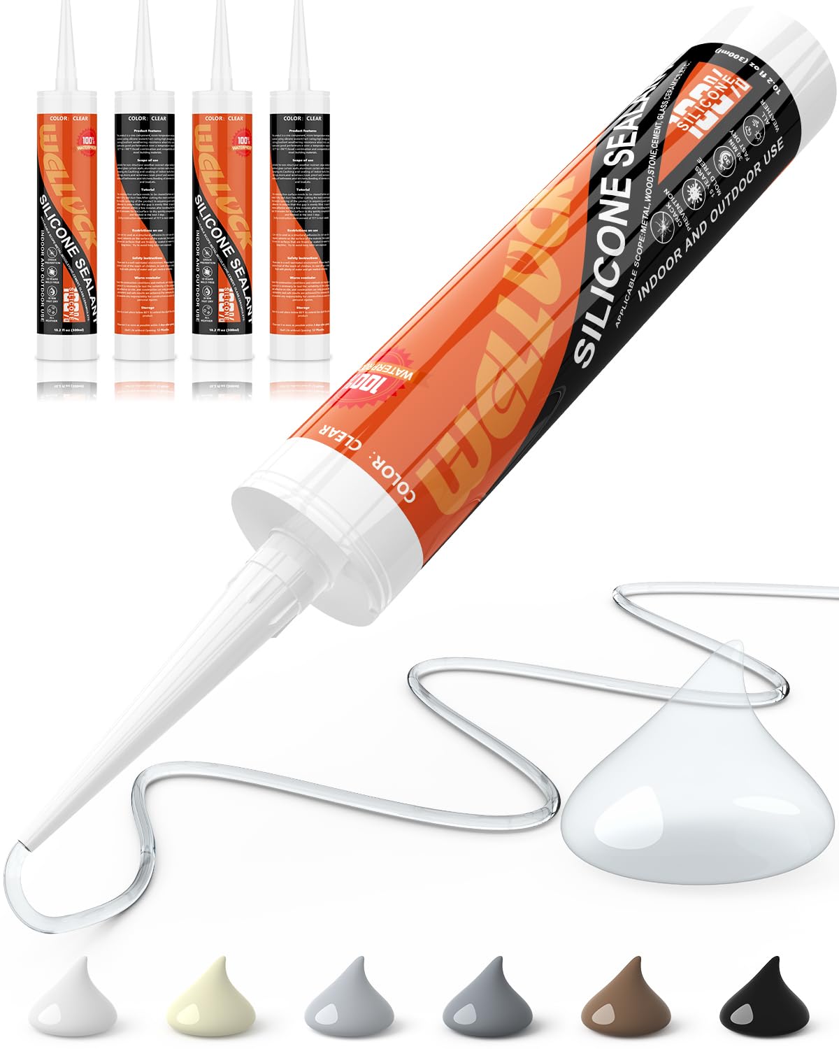 WELLUCK Clear Silicone Sealant 4-Pack