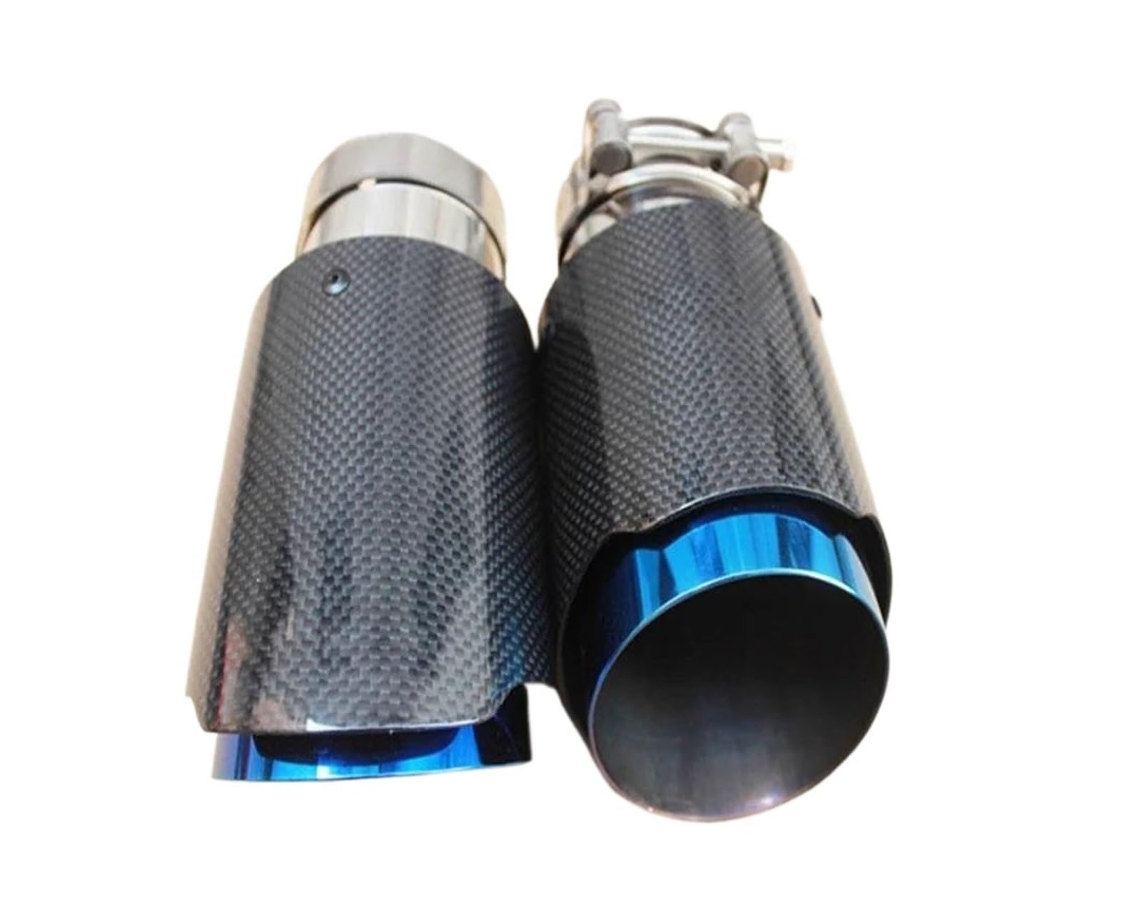 Tuyaux D'échappement Embout De Silencieux D'échappement Fiber Carbone Brillant Système D'échappement Universel Droit Bleu Acier Inoxydable Embout Échappement