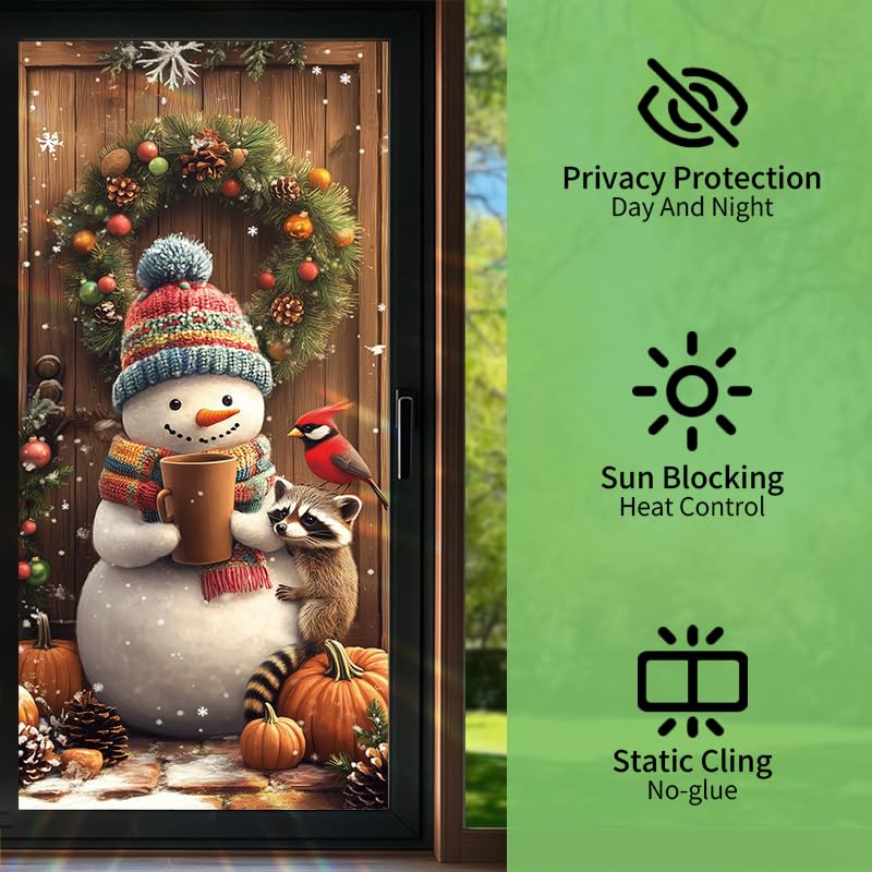 Vinilo Decorativo para Ventana Navideño con Muñeco de Nieve miniatura 2