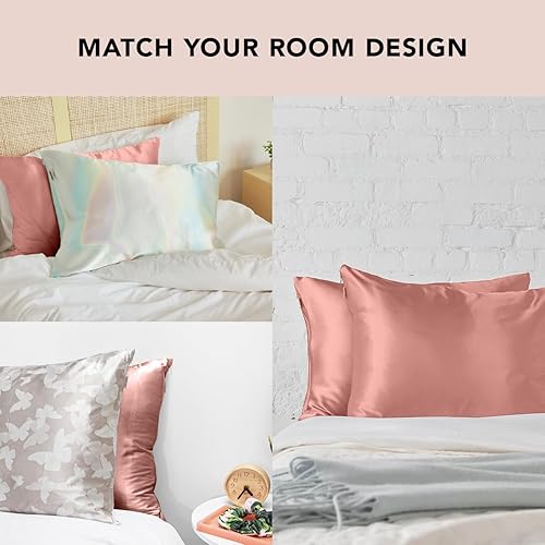 Vista 30 de Kitsch - Funda de almohada de satén con cremallera de tamaño queen/estándar, para el cabello y la piel, funda refrescante más suave que la seda