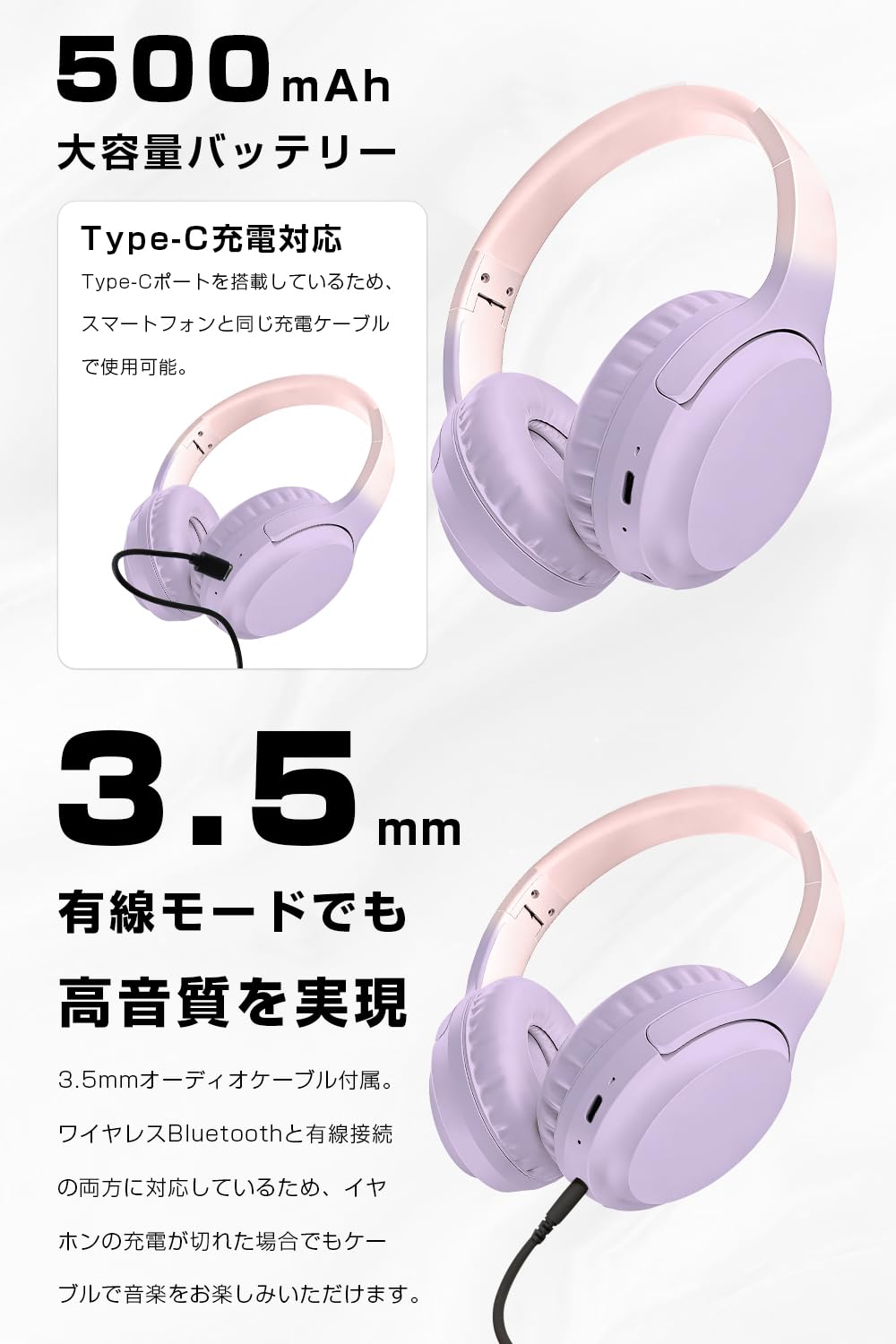 Amazon.co.jp: Bluetooth 6.1 ヘッドホン オーバーイヤー 密閉型 有線