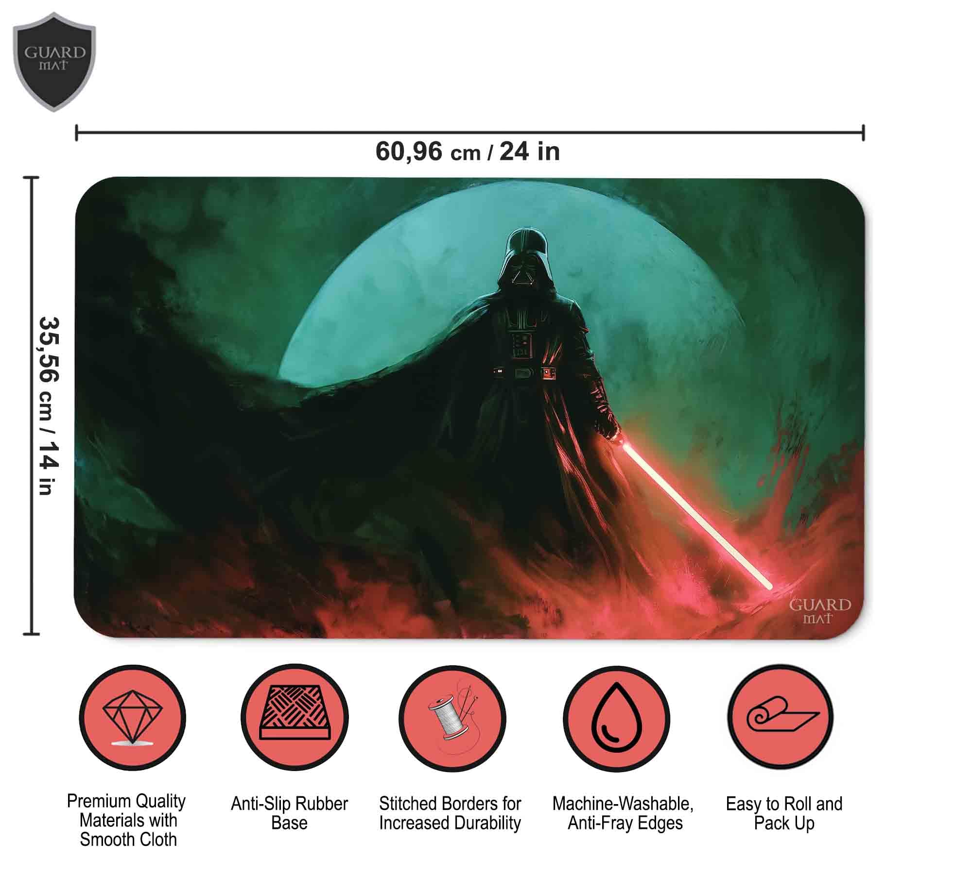 Darth Vader (Bordi Cuciti) - Tappetino per Carte Magic - Tappeto per Gioco - Playmat Compatibile con MTG, Signore degli Anelli, TCG, Gioco di Carte