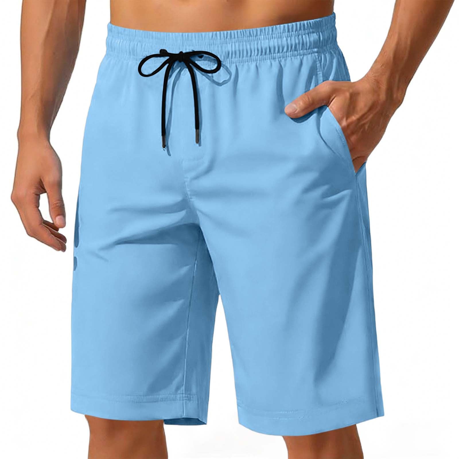 Shorts Herren Sommer Kurze Hosen Bermuda Chino Shorts Casual Outdoorshorts Strandshorts Männer Freizeitshorts Laufshorts Baggy Einfarbig Herrenshorts Kurz Sporthose Himmelblau XL