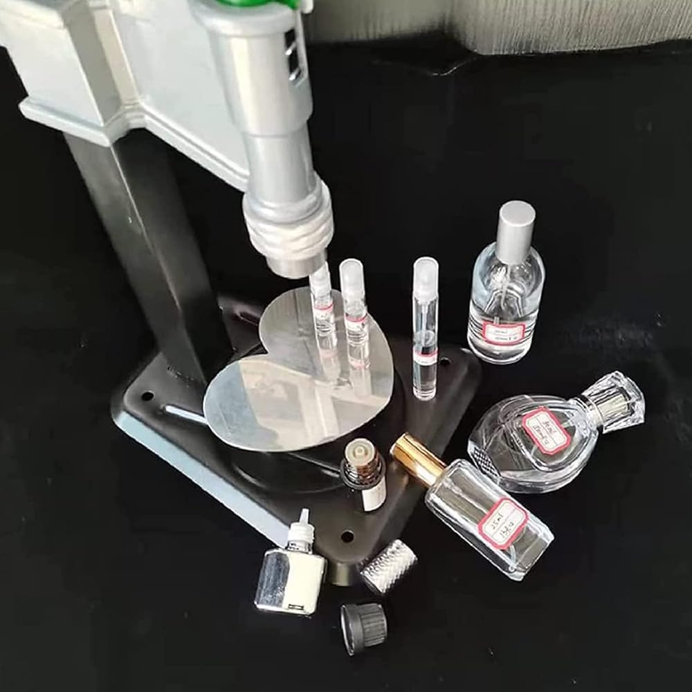 Taponadora manual de perfume, prensadora de mano, selladora de viales, máquina tapadora de prensa de acero inoxidable para sellar botellas de vidrio en casa