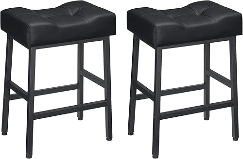 Miniatura 3 de Juego de 2 taburetes de bar de 24 pulgadas de altura de mostrador, sillas de bar de poliuretano de esponja de 3.5 pulgadas de grosor, taburetes de