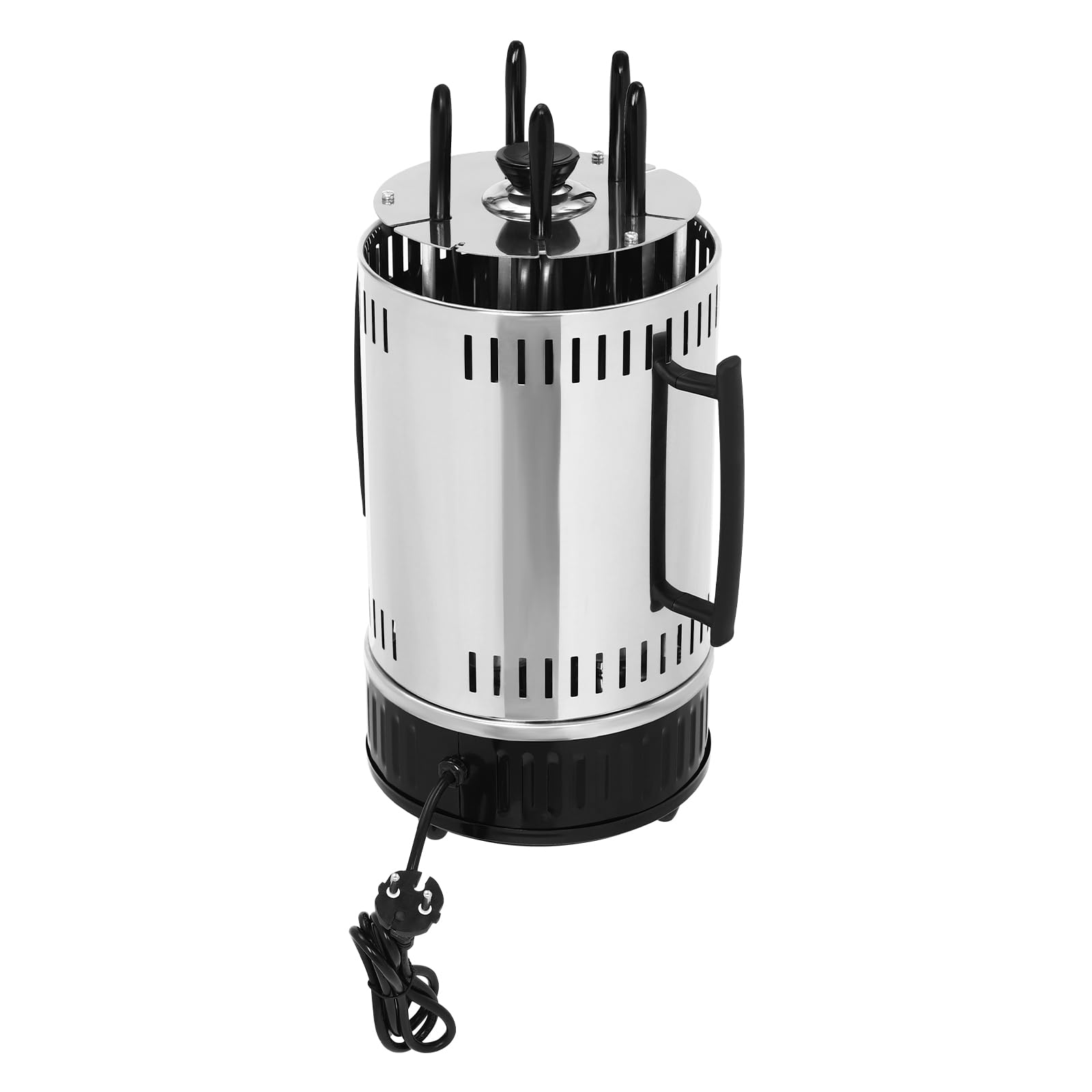 Griglia elettrica da tavolo da 1000 W, griglia verticale girevole da 400-500 °C, con vaschetta raccogli grasso, in acciaio inox, per spiedini e pollo arrosto (5 spiedini)