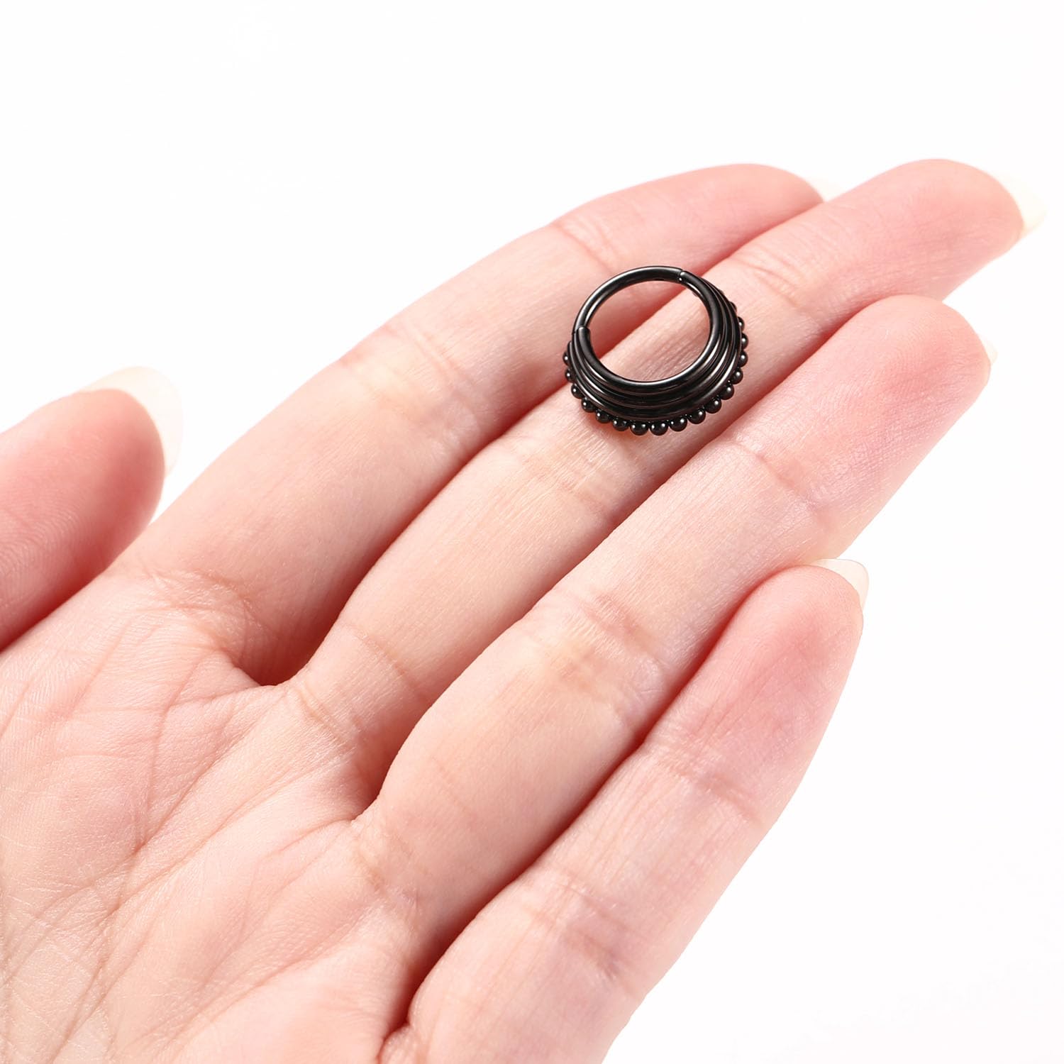 hengkaixuan 16G Septum Nose Rings Hoop Daith Earrings Surgical Steel Septum Clicker Ring Hirned Segment Seamless Clicker Ring Conch Hoop Ring Unisex Earrings Hoop Daith Piercing Jewellery — view 4
