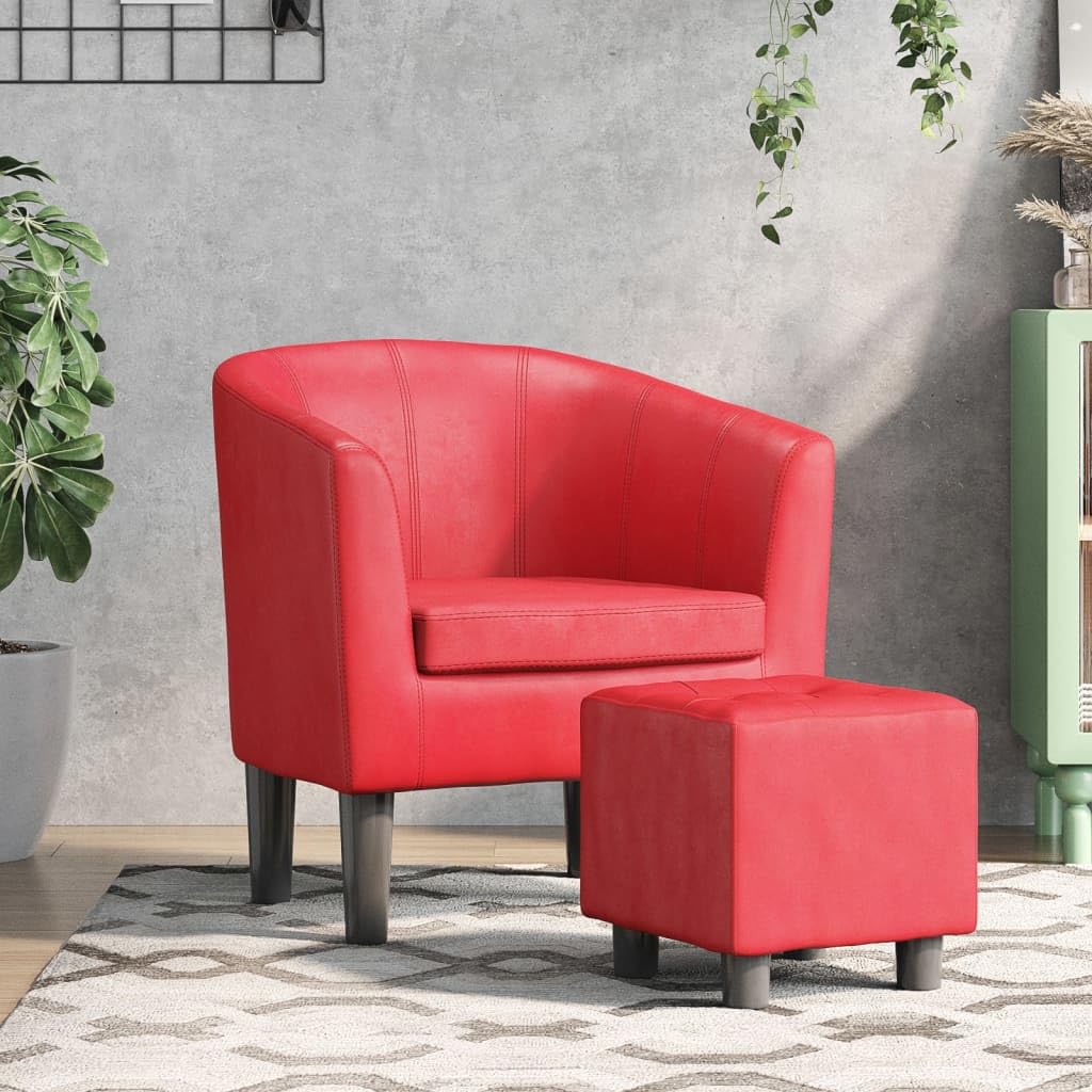 Solivagant Fauteuil avec Repose-Pied Rouge Similicuir,(13.4 KG)