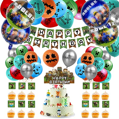 Geburtstagsdeko Set Für Jungen 6 Jahre | Miner Party Mit Folienballons & Gaming-Motiven