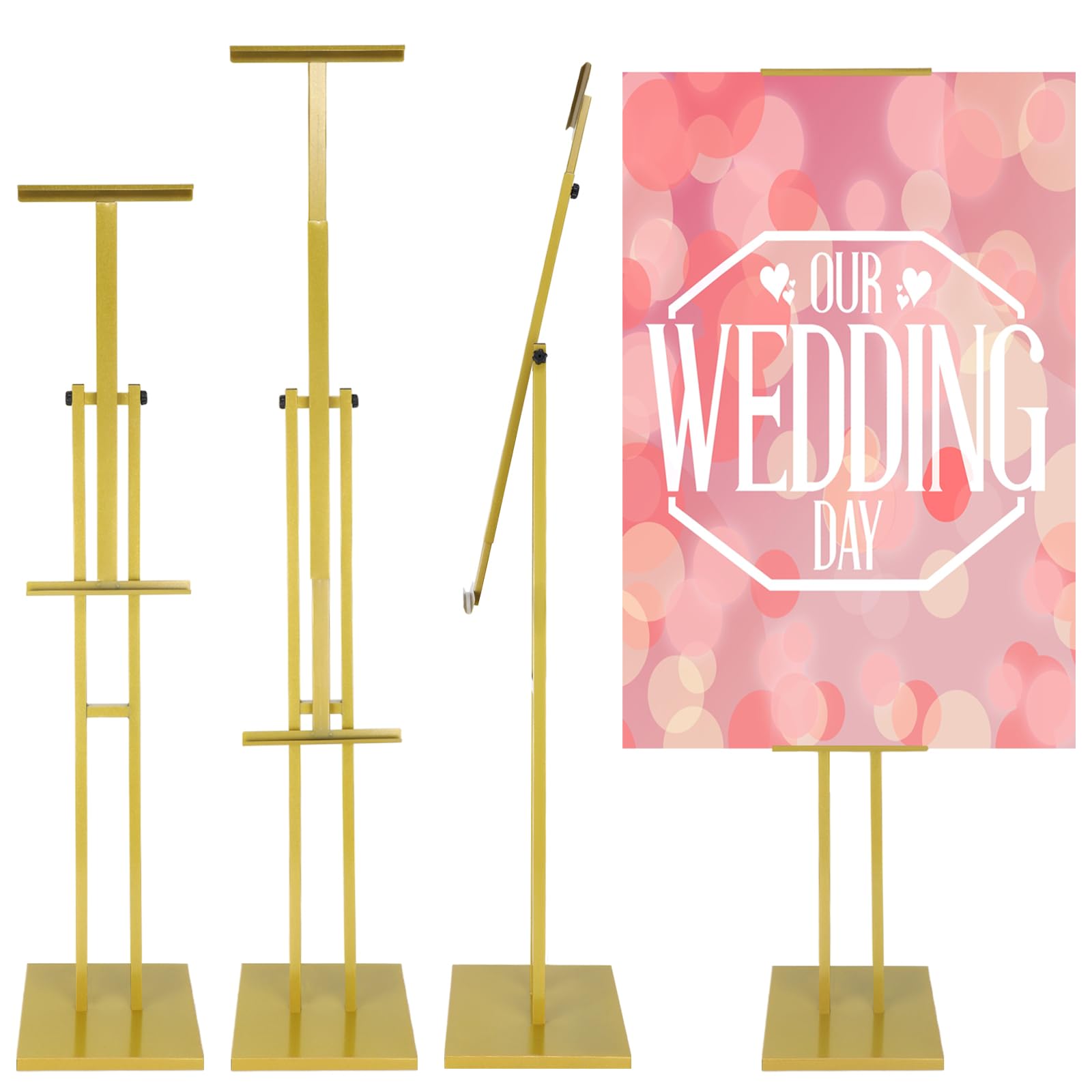 Thyle 3 Pcs Heavy Duty Sign Stand, Floor Poster Board Stand, Adjustable Metal Sign Holder Height up to 59.1 Inches and 180° Rotation Display Standing