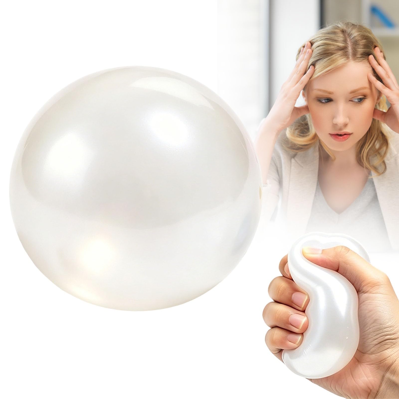 Coconut Oil Stress Ball, 2026 New Slow-Rising Squeeze Toy with Sea Shells Inside, Ball Shape Anxiety Sensory Coconut Oil Squishy Fidget Gift for Adults (A-07)