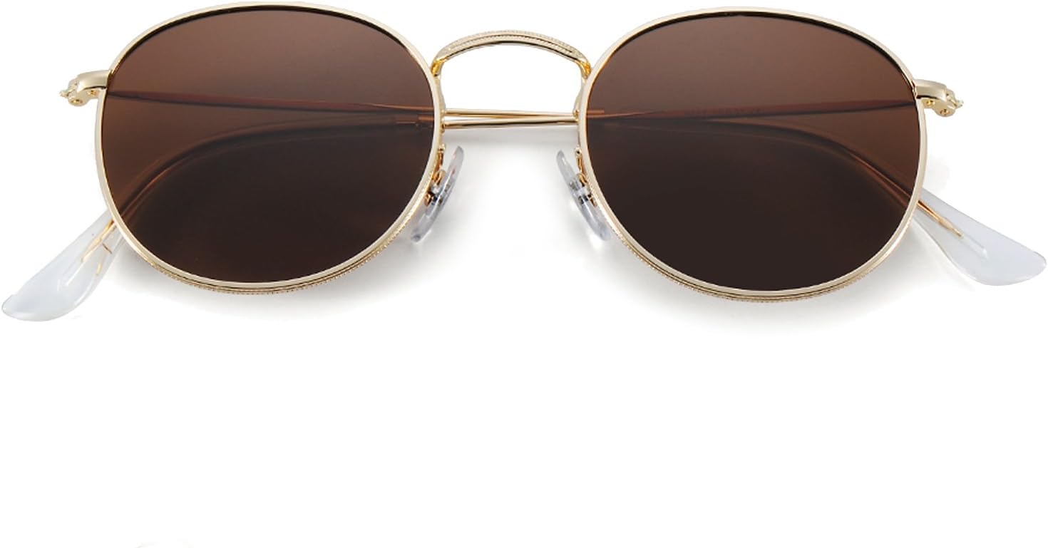 Polarized Sunglasses for Men and Women, Classic Vintage Small Round Lens (coffee, 50)