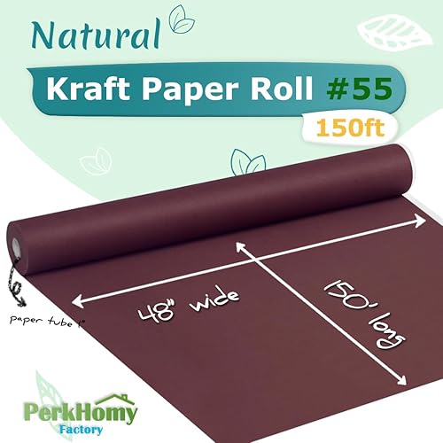 Vista 73 de PerkHomy - Rollo de papel kraft marrón de 17.5 x 1.200 pulgadas (100 pies) para envoltura de regalos, tablón de anuncios, manualidades, ramo