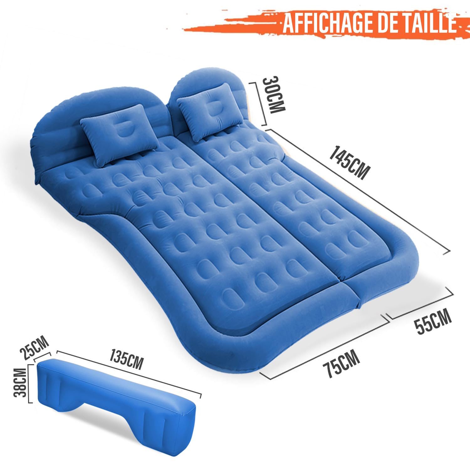 Ergocar Matelas Pneumatique de Voiture SUV Multifonctionnel Pliant Siège Air d'auto Lit MPV Gonflable de Siège Arrière Lit Voiture pour Camping Piscine Plage Voyages (Bleu)