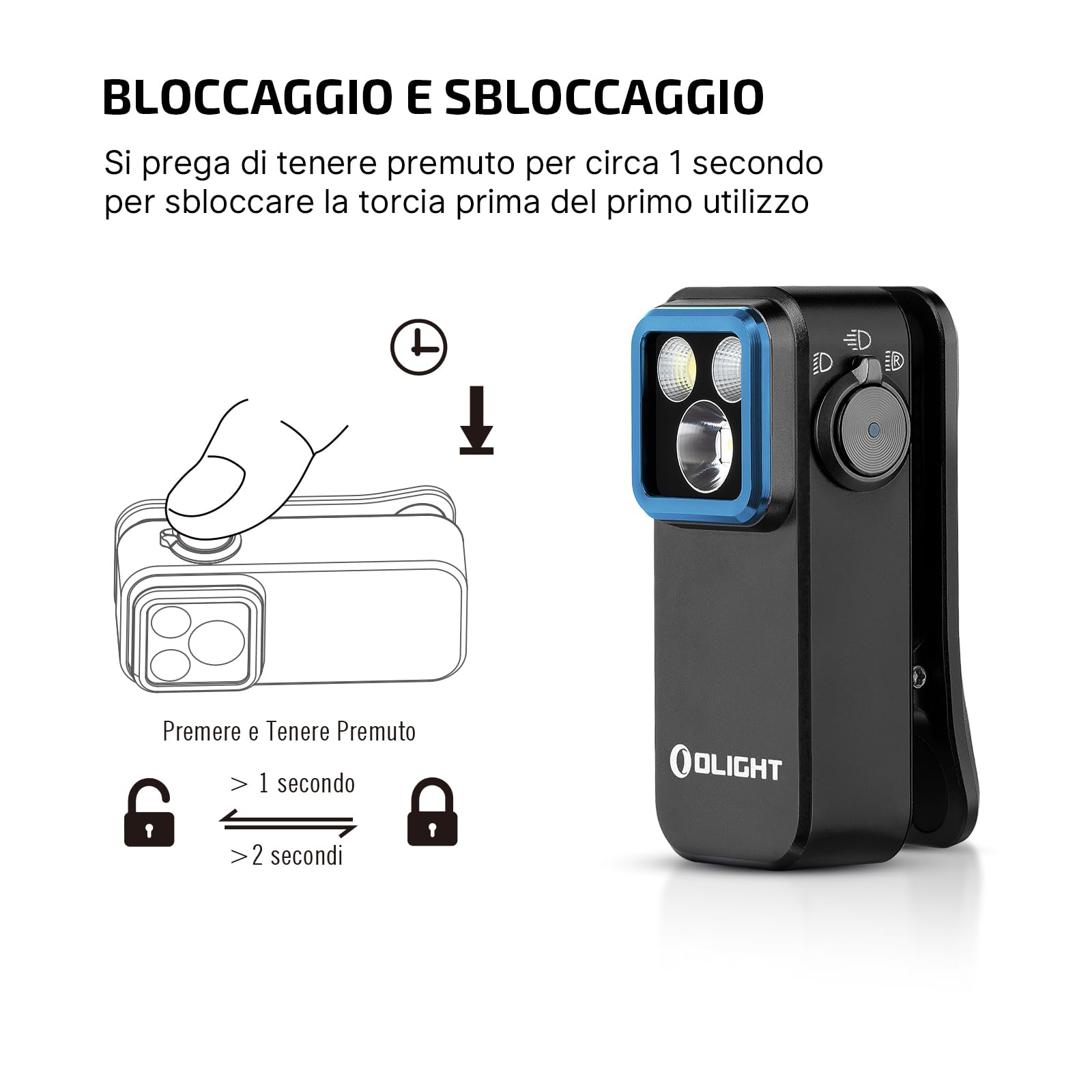 OLIGHT Oclip Pro Luce di Emergenza a Clip Mini Torcia 500LM IPX6 Compatto e Leggero Tre Sorgenti Luminose per l'Illuminazione Quotidiana e le Luci di Segnalazione di Sicurezza (Nero)