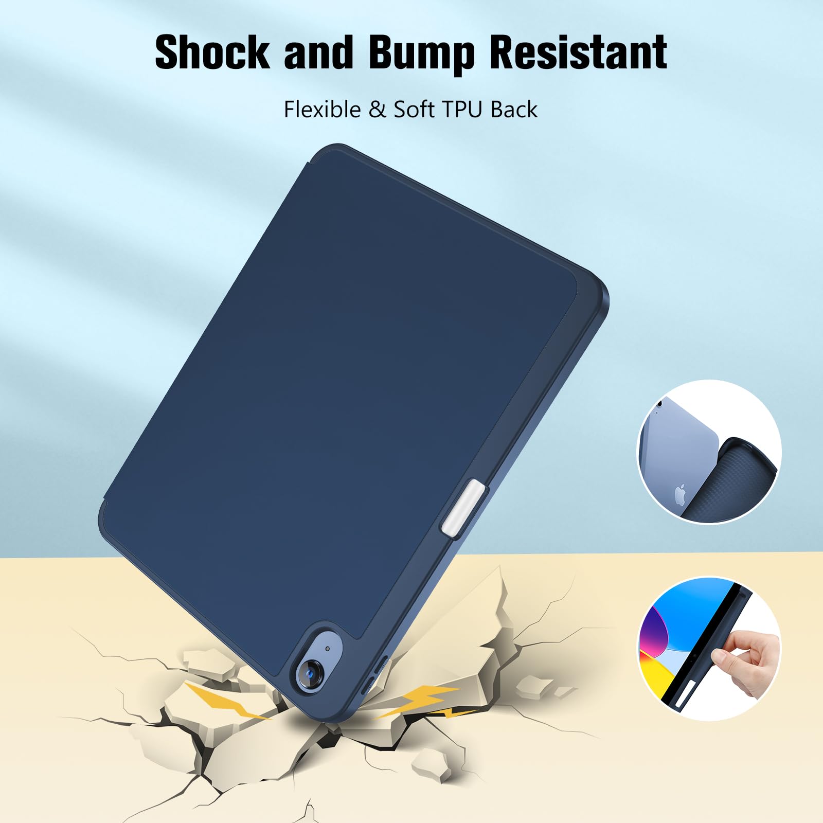 ProCase Cover iPad A16 11 Generazione 11 Pollici 2025 /iPad 10 Generazione 10,9 Pollici 2022 con Portapenna, Custodia iPad (A3354 A3355 A3356 A2696 A2757 A2777) Auto Svegliati/Sonno -Blu Scuro