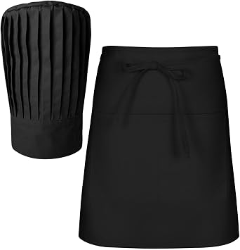 SUNRISE Kitchen Supply Tall Chef Hat and Half Bistro Apron